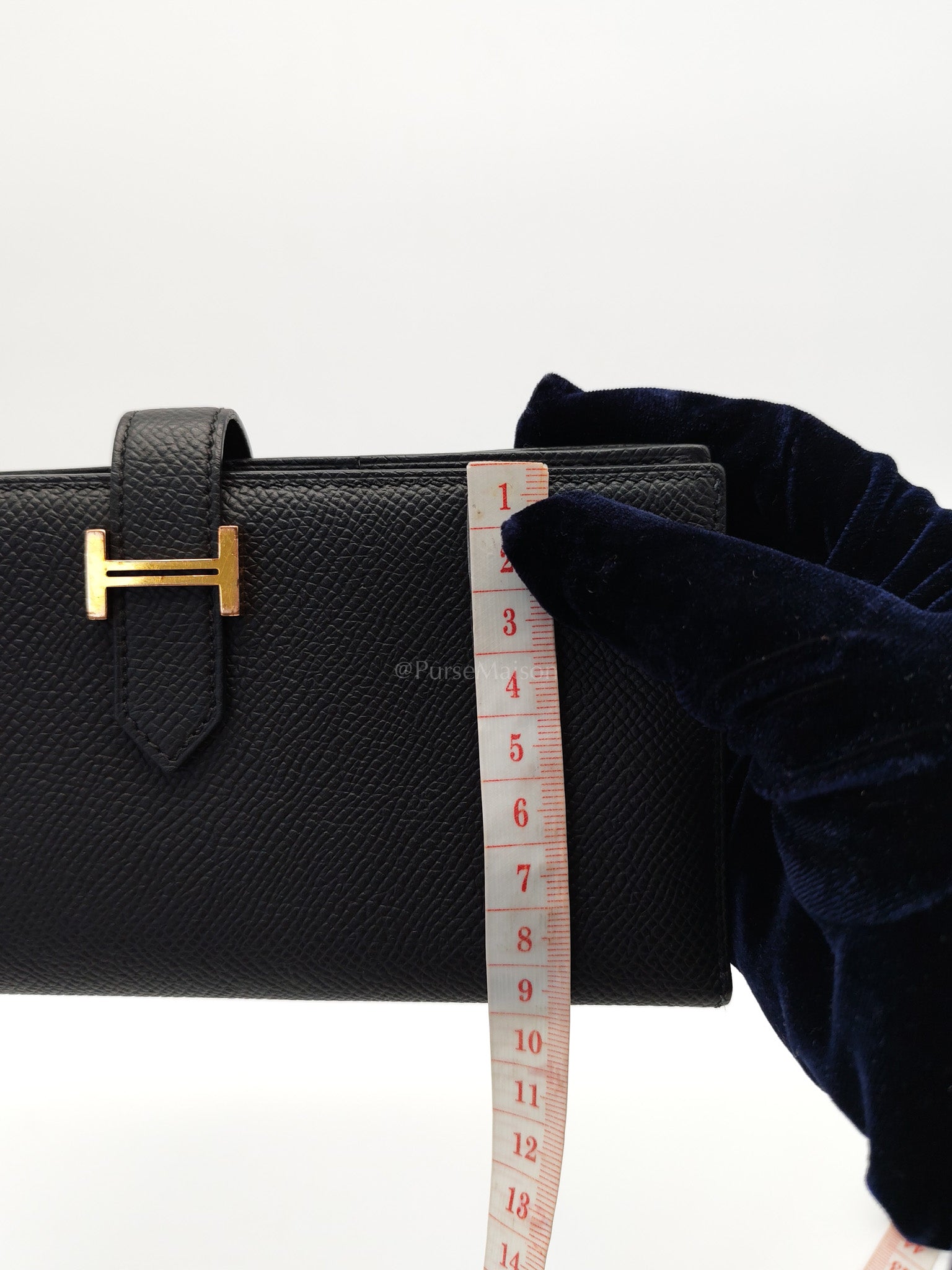 Bearn Long Wallet in Gusset Noir Epsom Leather Gold Hardware Stamp Y(2020) | Purse Maison Luxury Bags Shop