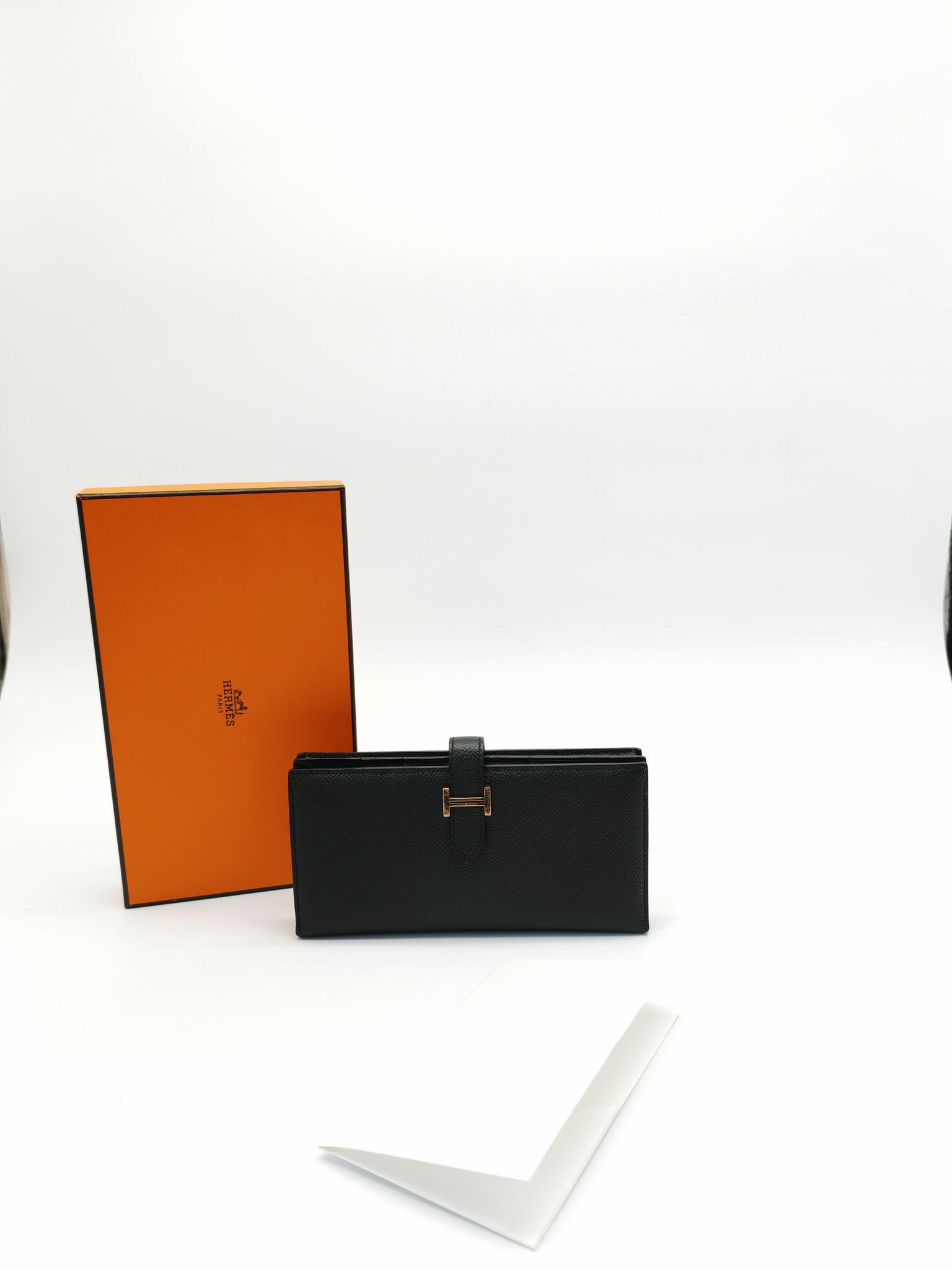 Bearn Long Wallet in Gusset Noir Epsom Leather Gold Hardware Stamp Y(2020) | Purse Maison Luxury Bags Shop