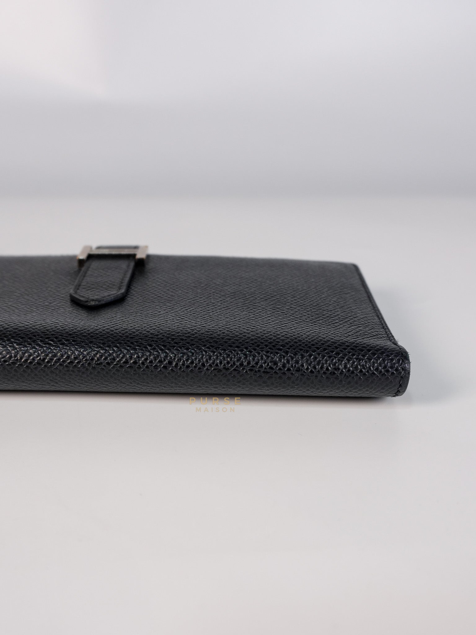 Bearn Soufflet Long Wallet Noir Epsom Leather & Gold Hardware Stamp A(2017) | Purse Maison Luxury Bags Shop