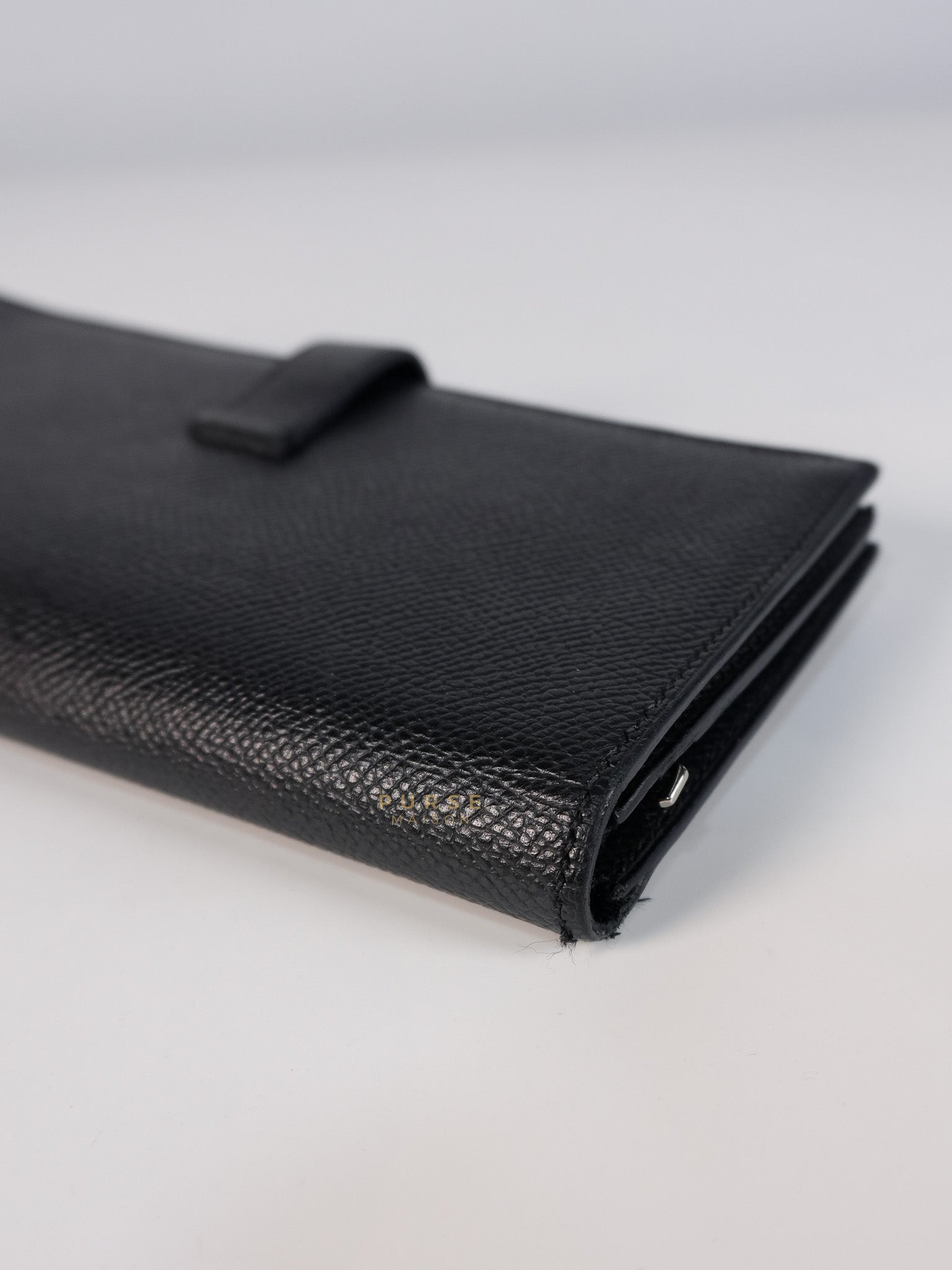 Bearn Soufflet Long Wallet Noir Epsom Leather & Gold Hardware Stamp A(2017) | Purse Maison Luxury Bags Shop