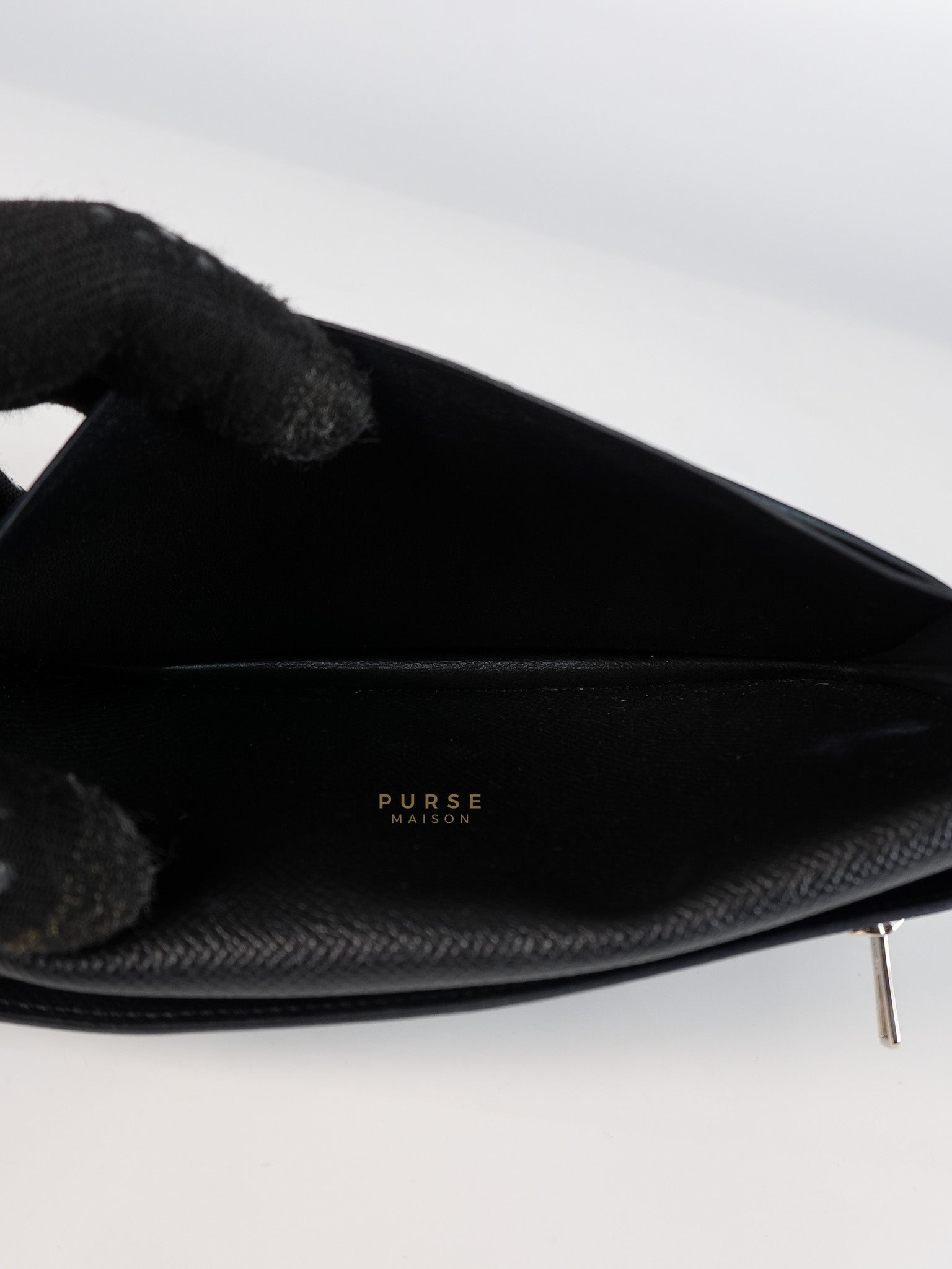 Bearn Soufflet Long Wallet Noir Epsom Leather & Gold Hardware Stamp A(2017) | Purse Maison Luxury Bags Shop