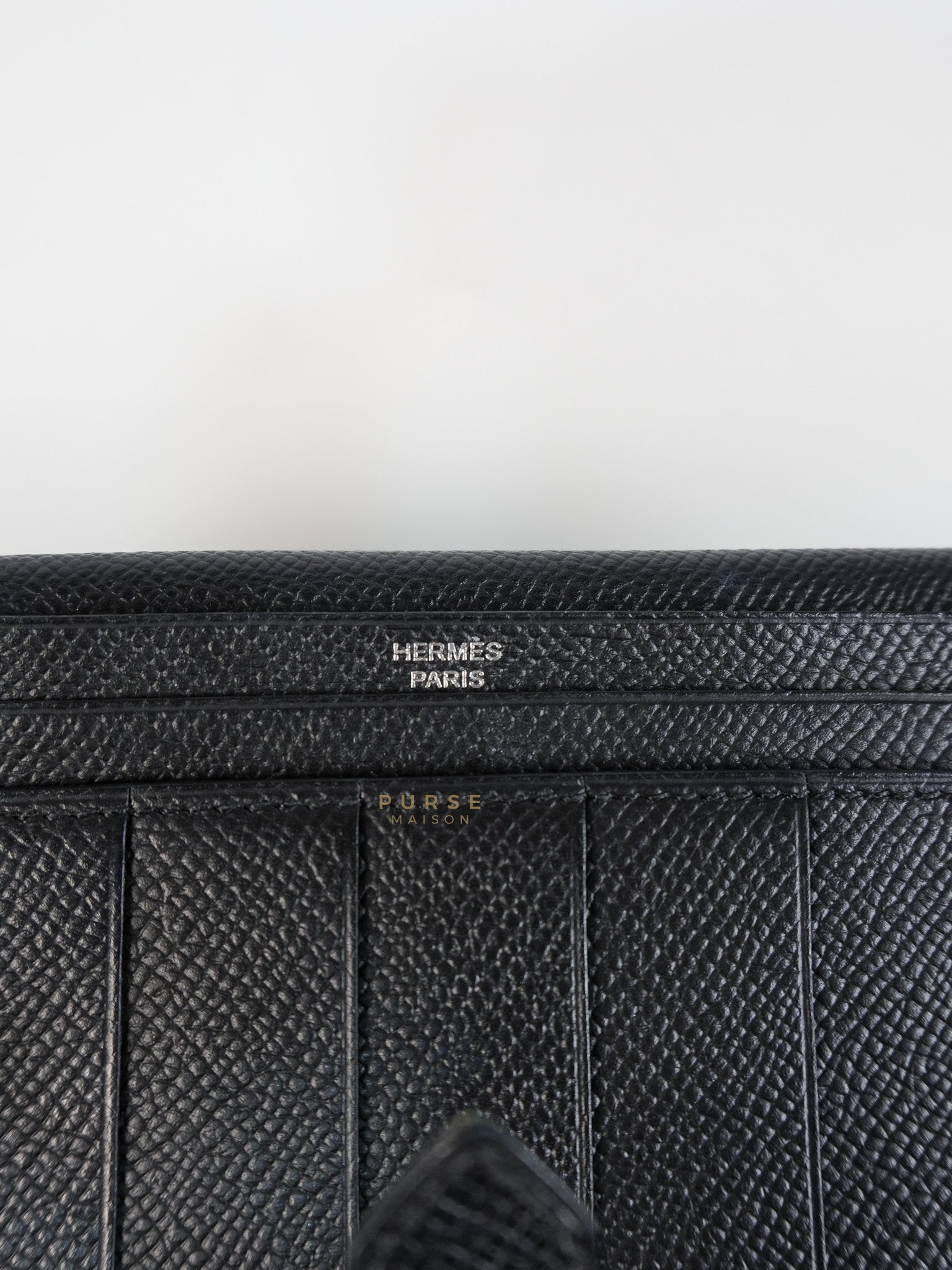 Bearn Soufflet Long Wallet Noir Epsom Leather & Gold Hardware Stamp A(2017) | Purse Maison Luxury Bags Shop