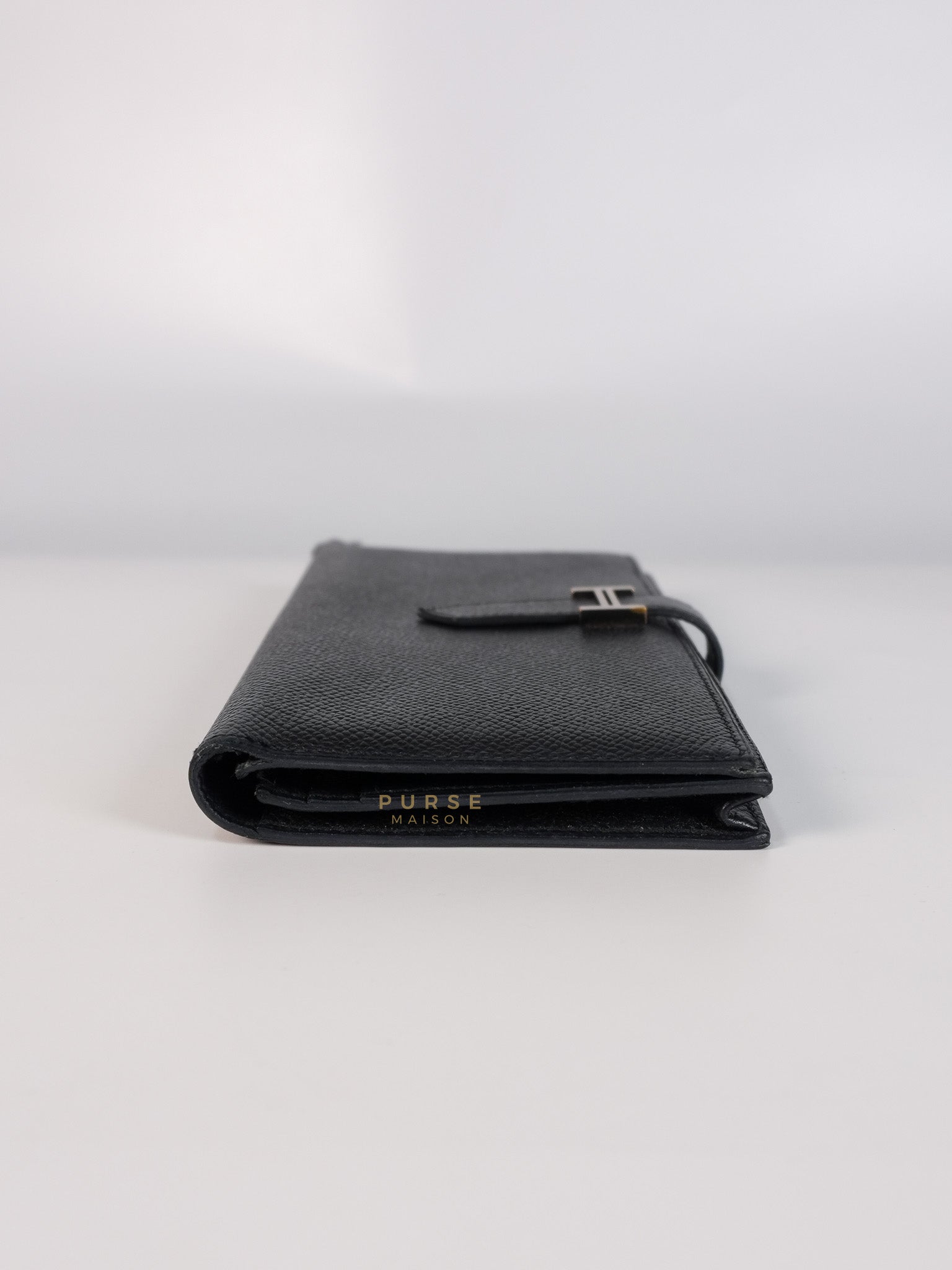 Bearn Soufflet Long Wallet Noir Epsom Leather & Gold Hardware Stamp A(2017) | Purse Maison Luxury Bags Shop