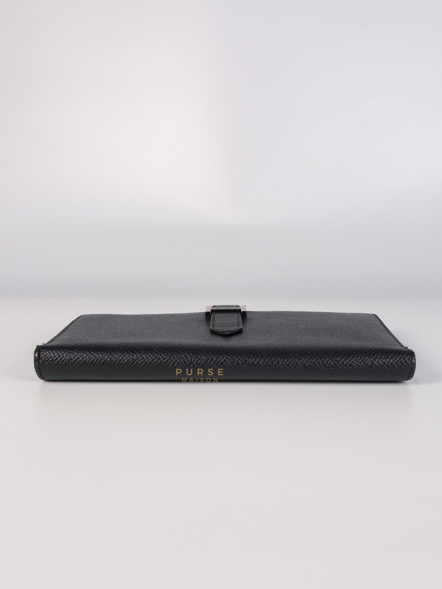 Bearn Soufflet Long Wallet Noir Epsom Leather & Gold Hardware Stamp A(2017) | Purse Maison Luxury Bags Shop