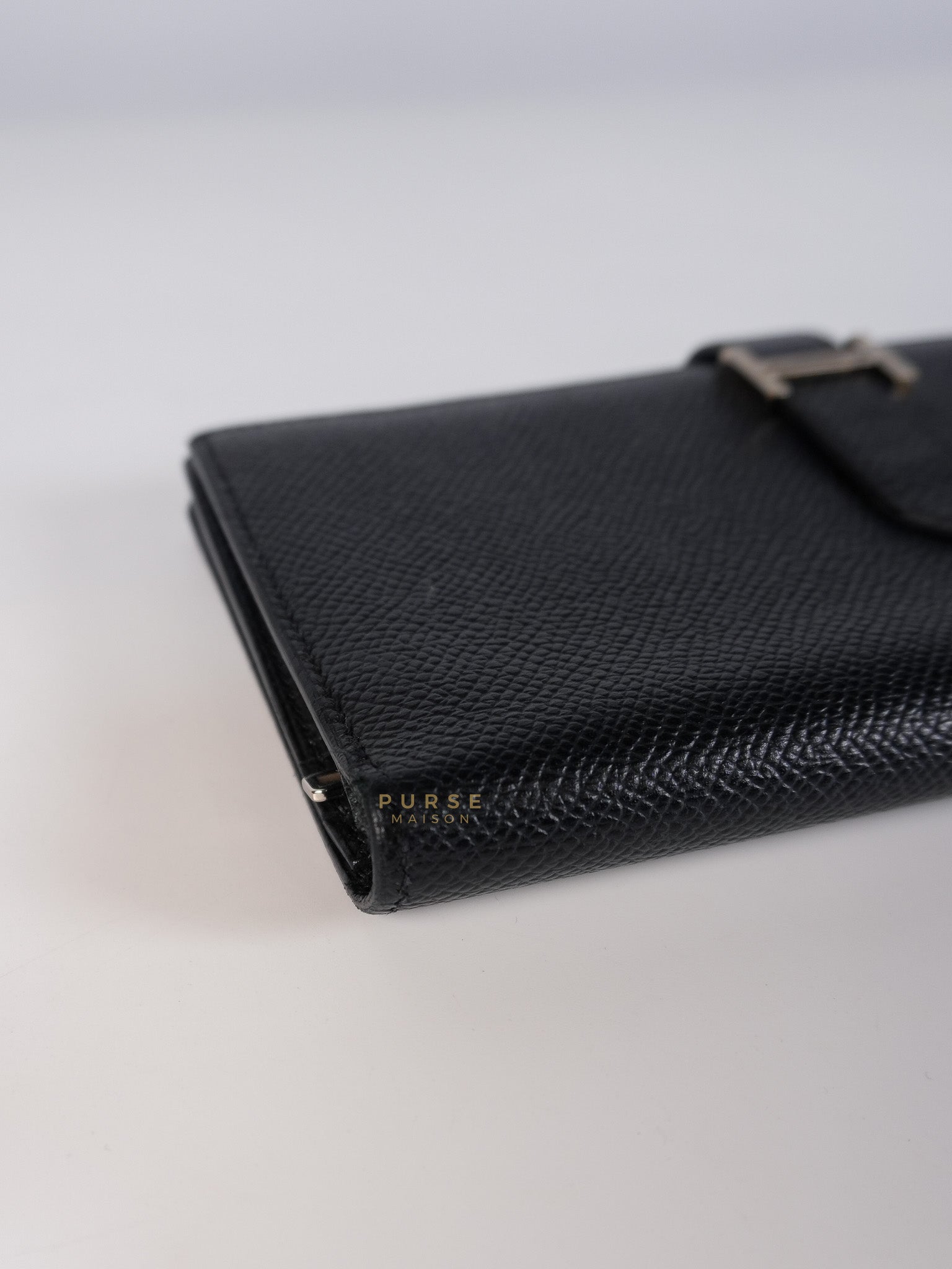 Bearn Soufflet Long Wallet Noir Epsom Leather & Gold Hardware Stamp A(2017) | Purse Maison Luxury Bags Shop