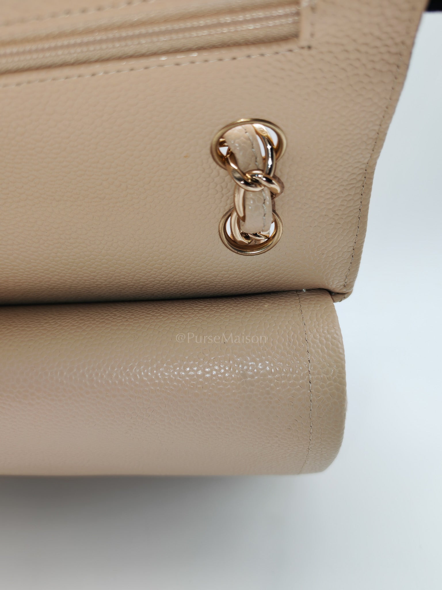 Classic Double Flap Jumbo in Beige Clair Quilted Caviar Leather & Gold Hardware Series 18
