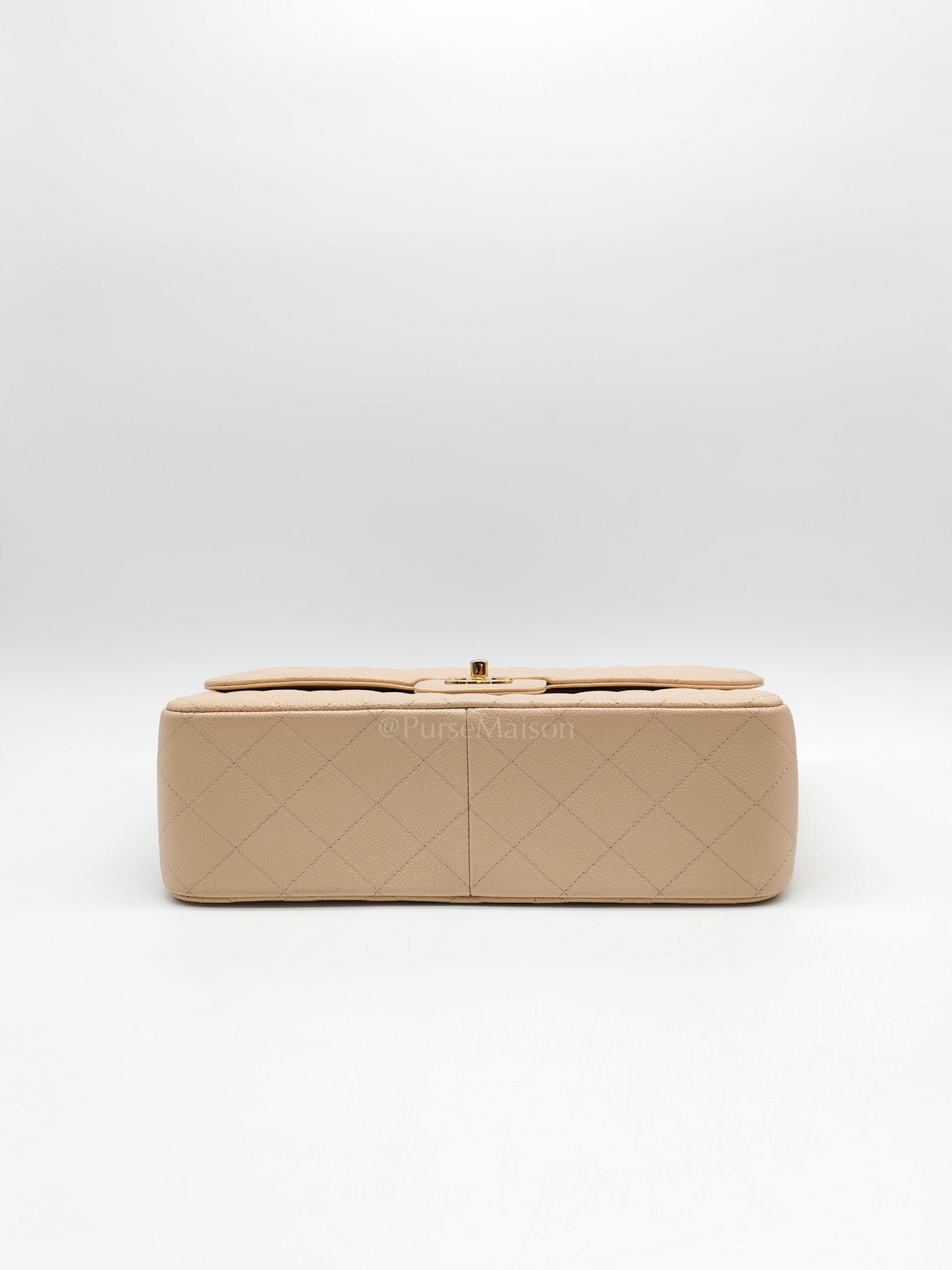 Classic Double Flap Jumbo in Beige Clair Quilted Caviar Leather & Gold Hardware Series 18