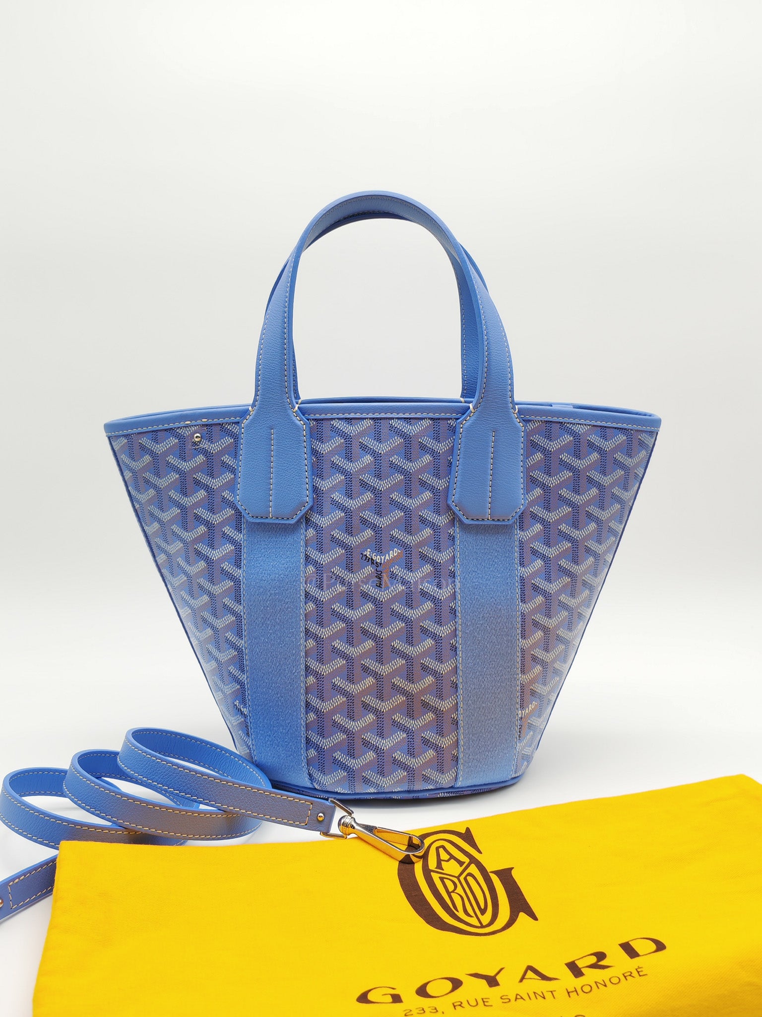 Belharra PM Tote Bag in Iris Goyardine Canvas | Purse Maison Luxury Bags Shop