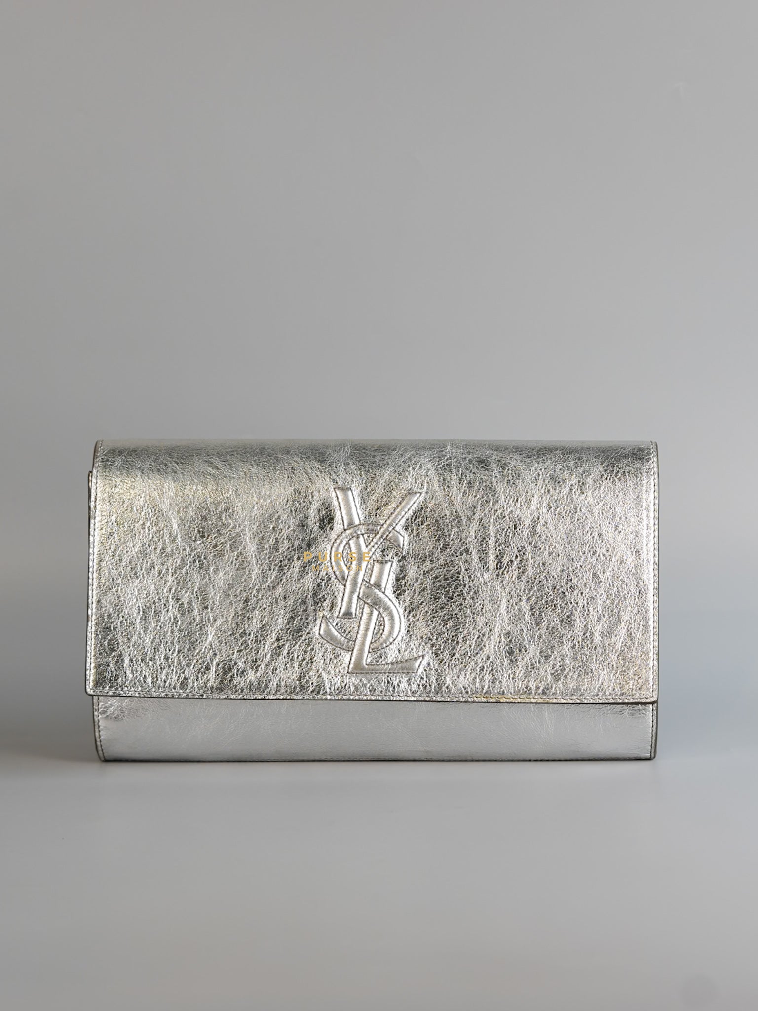 Belle De Jour Flap Clutch Paris Silver Leather | Purse Maison Luxury Bags Shop