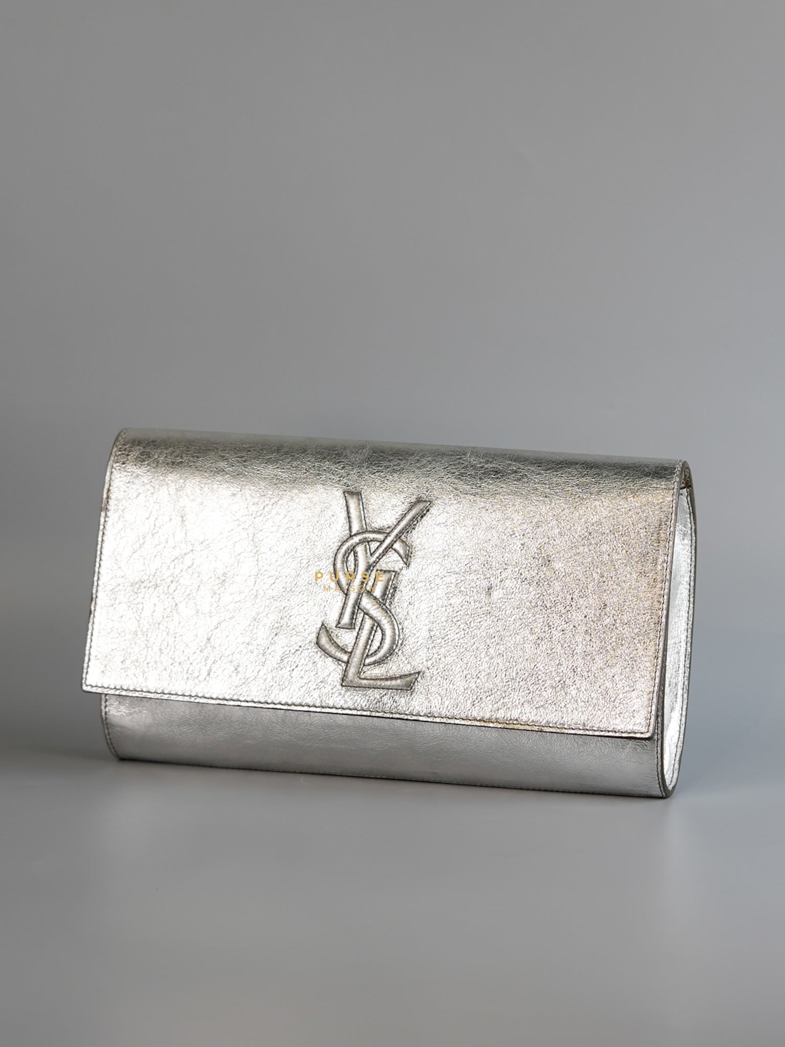 Belle De Jour Flap Clutch Paris Silver Leather | Purse Maison Luxury Bags Shop