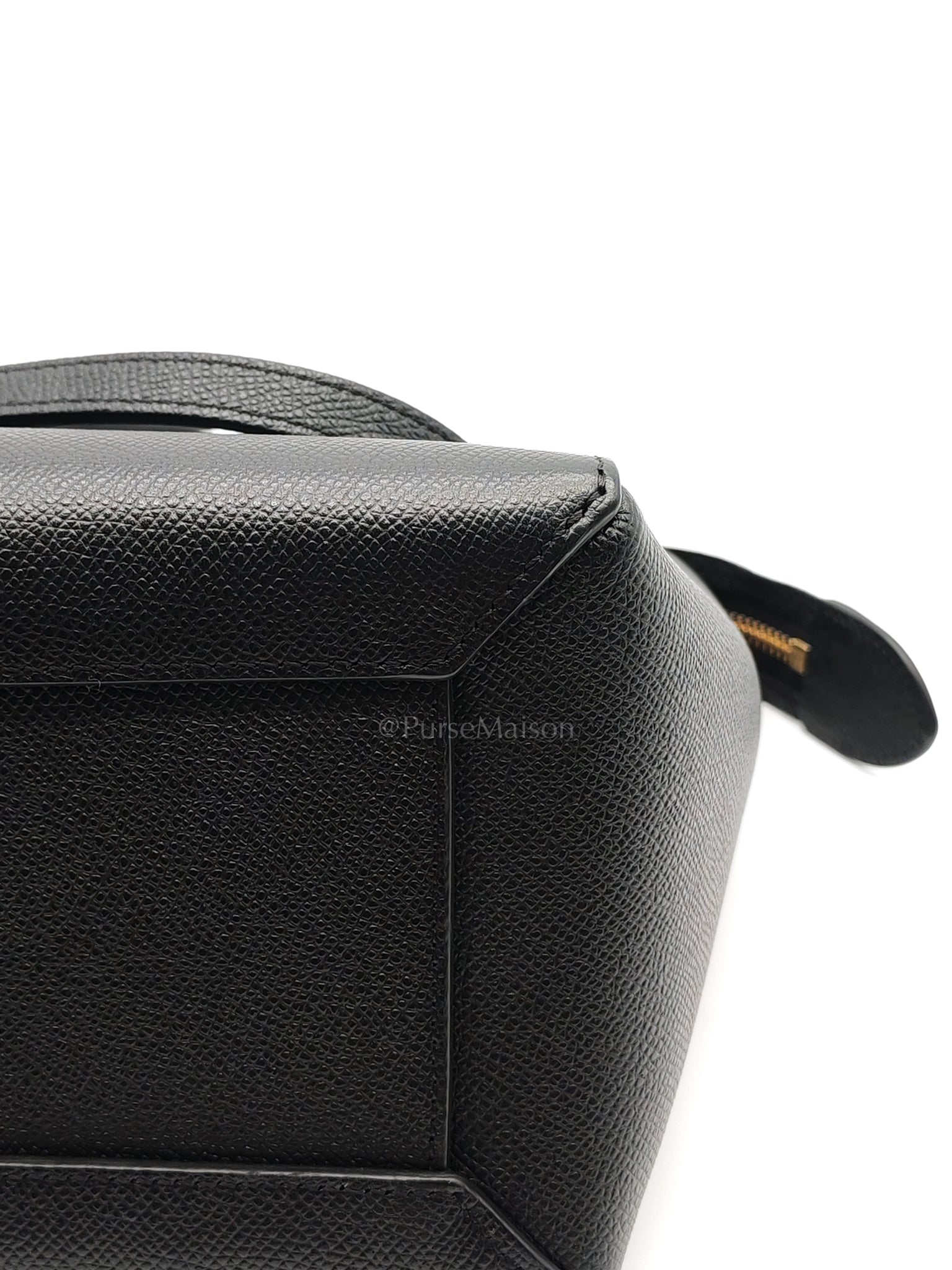 Belt Bag Micro in Black Grained Calfskin Leather | Purse Maison Luxury Bags Shop