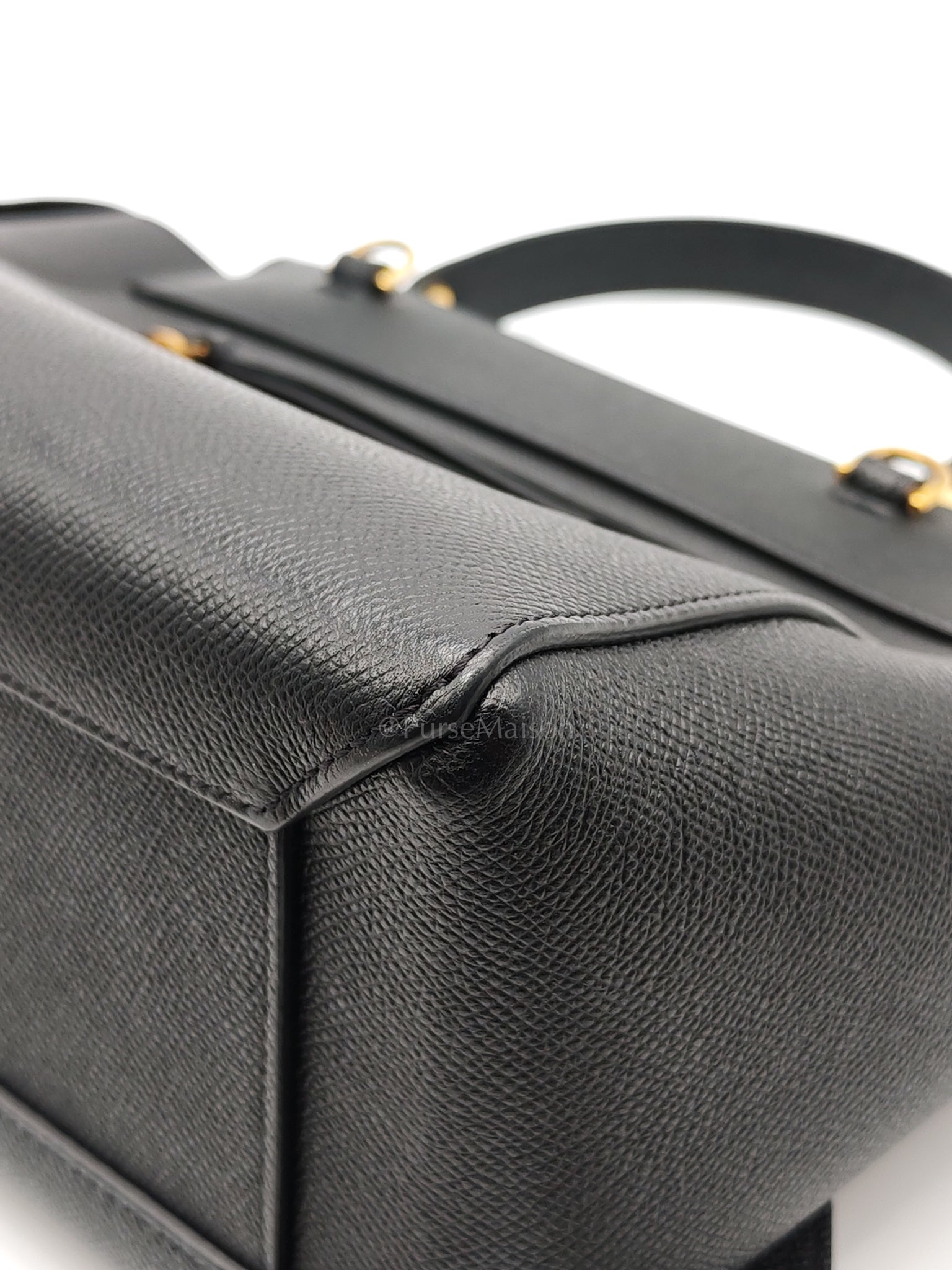 Belt Bag Micro in Black Grained Calfskin Leather | Purse Maison Luxury Bags Shop