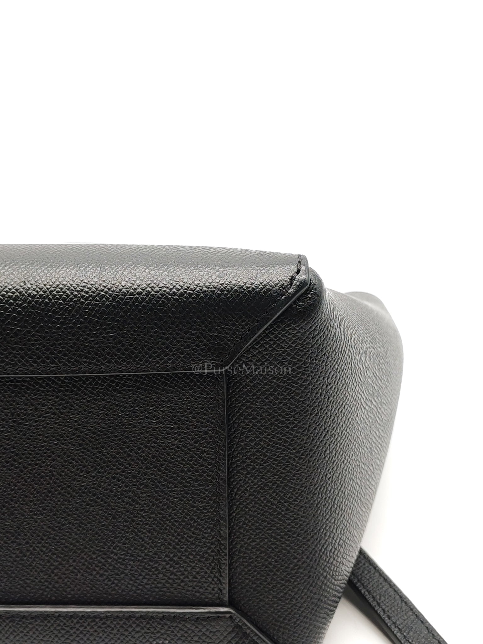 Belt Bag Micro in Black Grained Calfskin Leather | Purse Maison Luxury Bags Shop