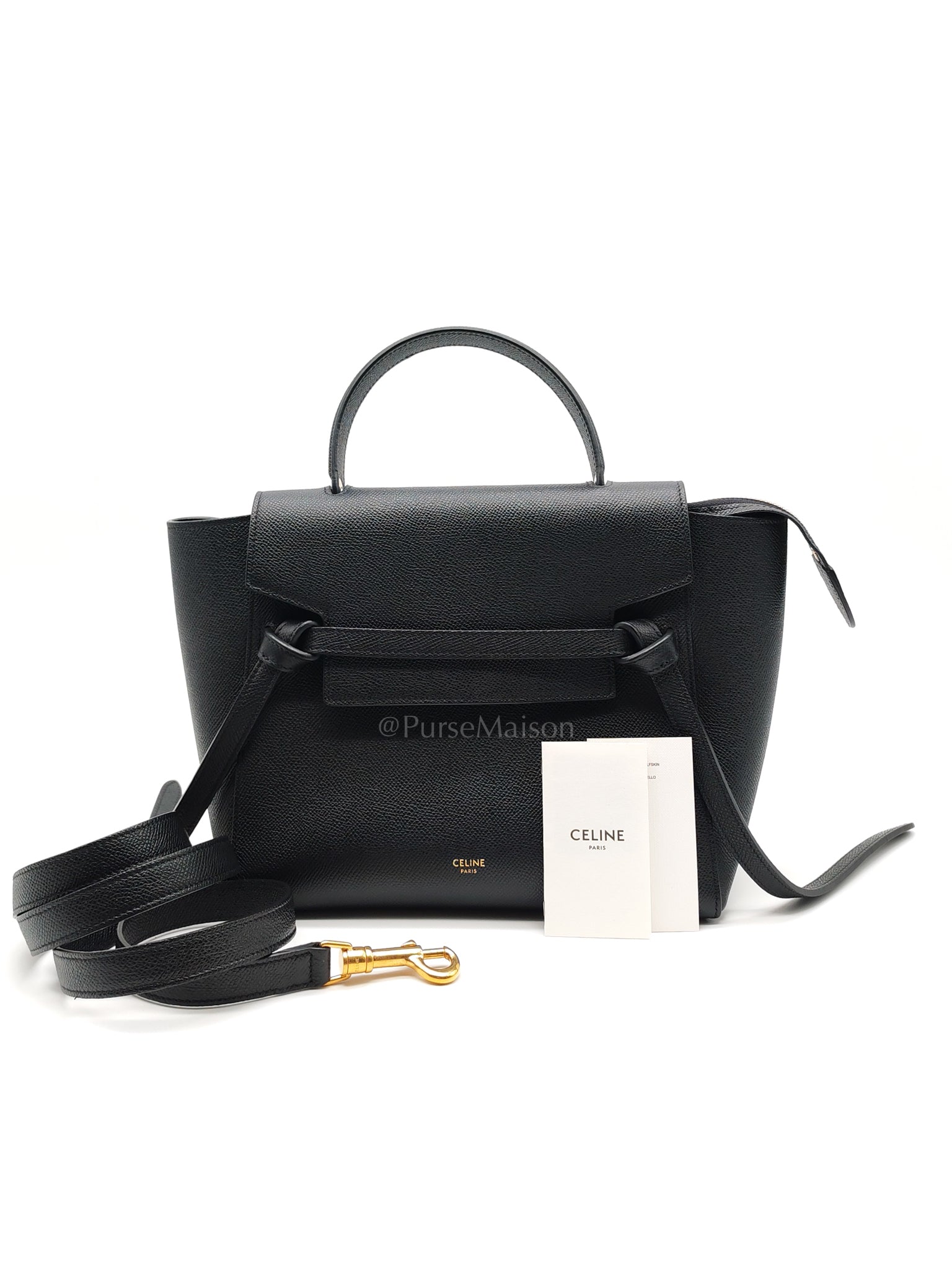 Belt Bag Micro in Black Grained Calfskin Leather | Purse Maison Luxury Bags Shop