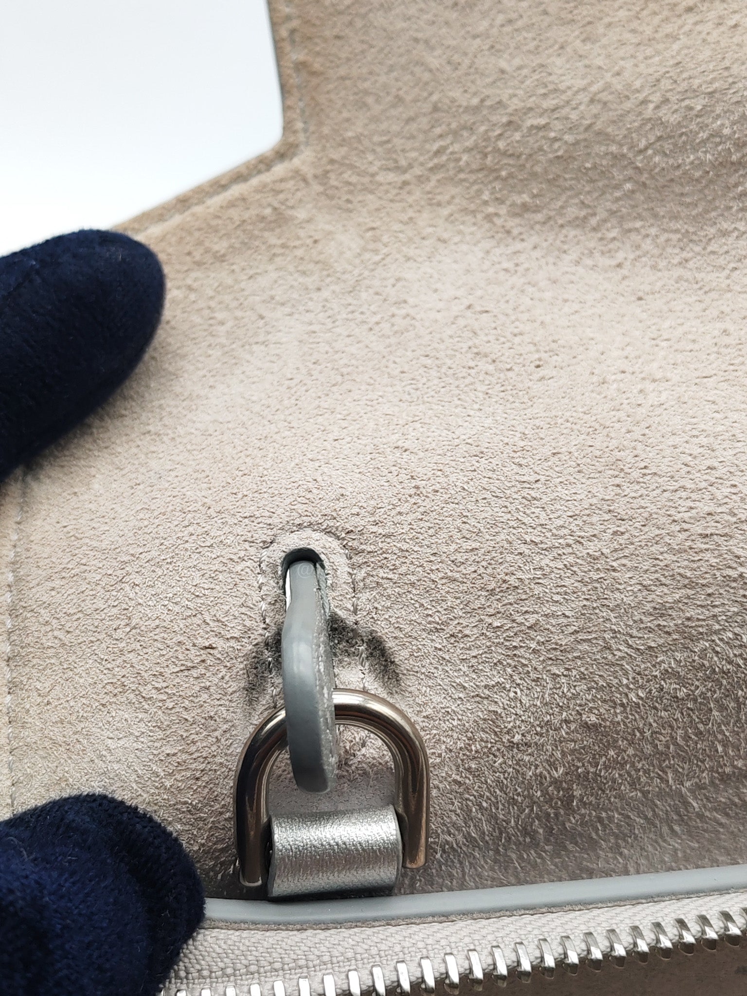 Belt Bag Nano in Silver Laminated Calfskin Leather & Silver Hardware | Purse Maison Luxury Bags Shop