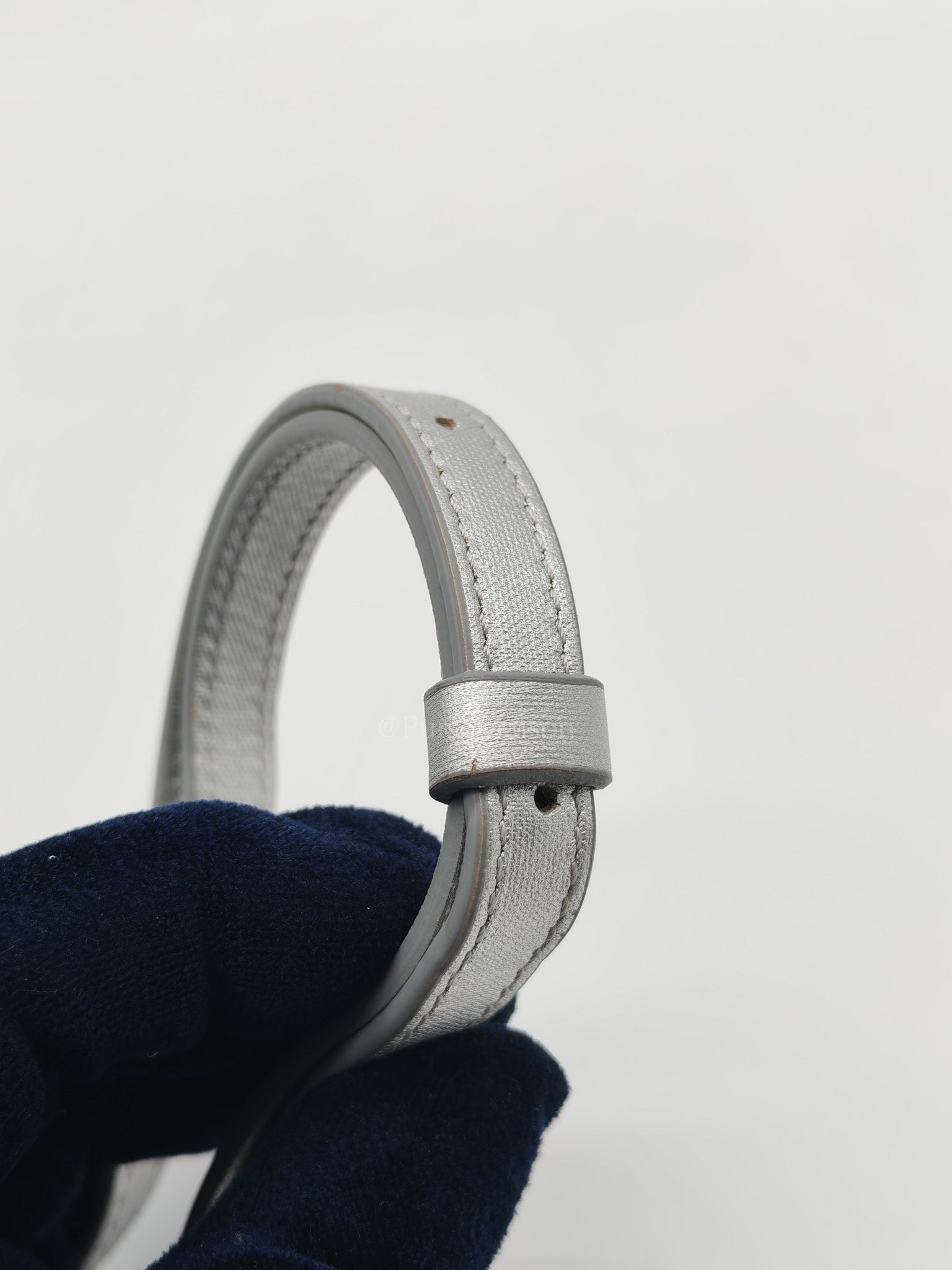 Belt Bag Nano in Silver Laminated Calfskin Leather & Silver Hardware | Purse Maison Luxury Bags Shop