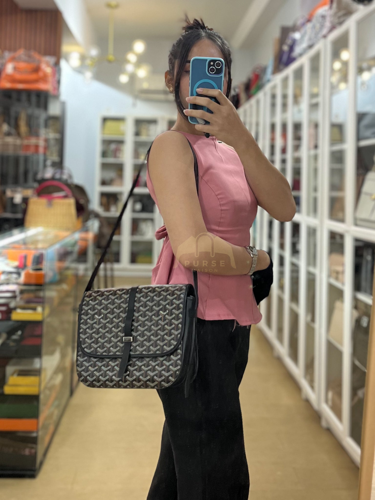 Belvedere MM Black in Goyardine Canvas | Purse Maison Luxury Bags Shop