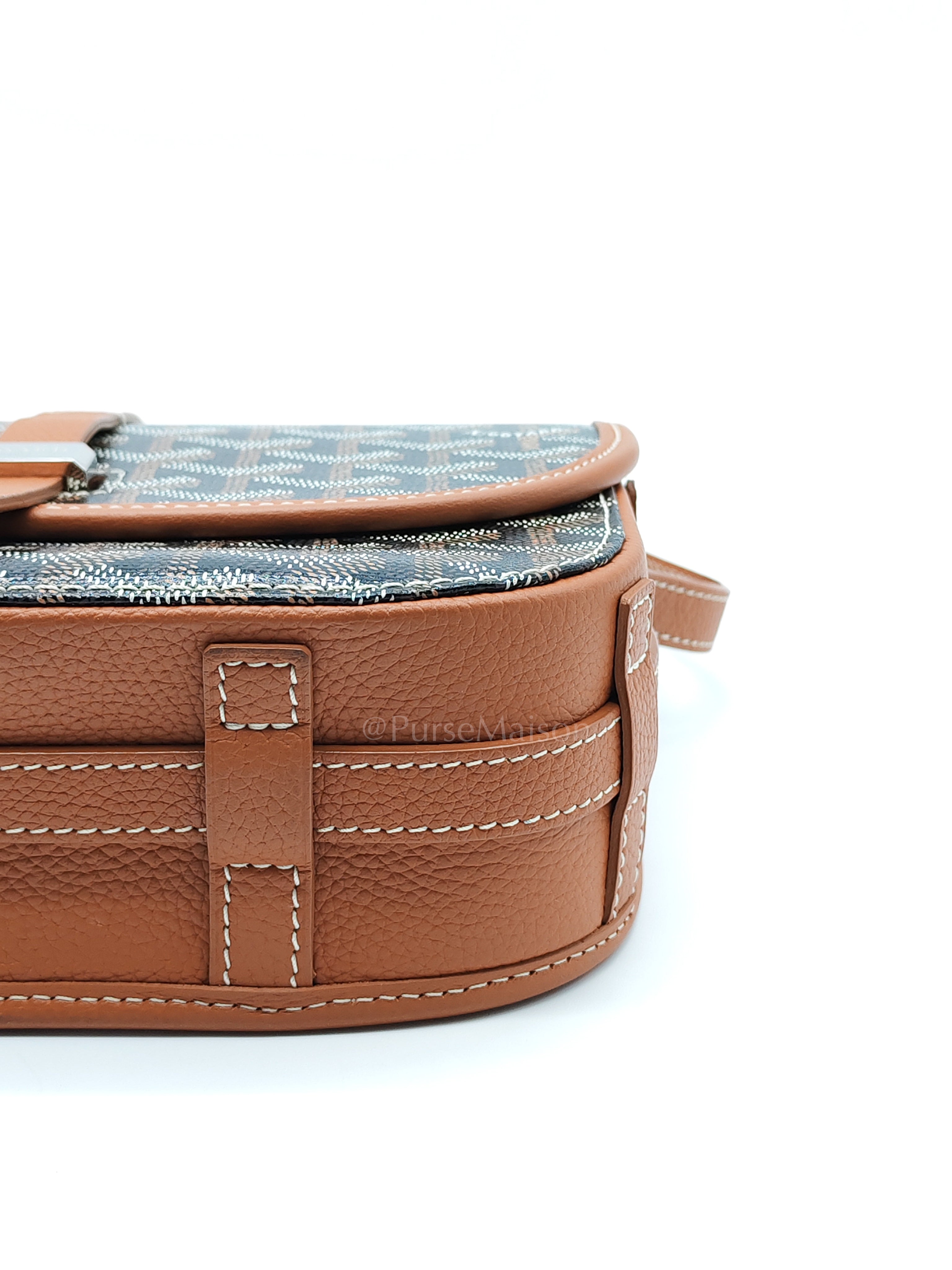 Belvedere PM Crossbody Bag in Tan Goyardine Canvas & Silver Hardware | Purse Maison Luxury Bags Shop
