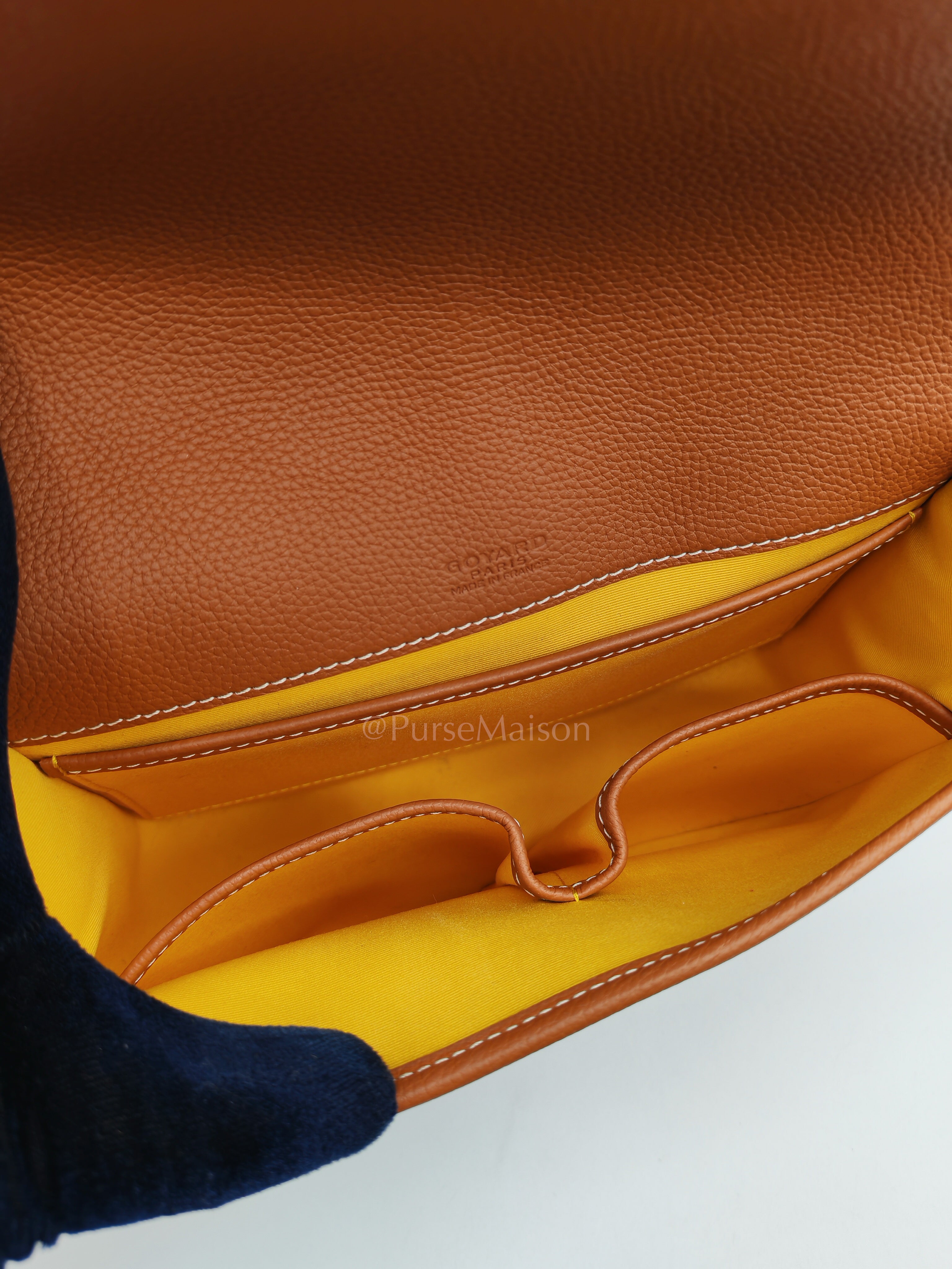 Belvedere PM Crossbody Bag in Tan Goyardine Canvas & Silver Hardware | Purse Maison Luxury Bags Shop