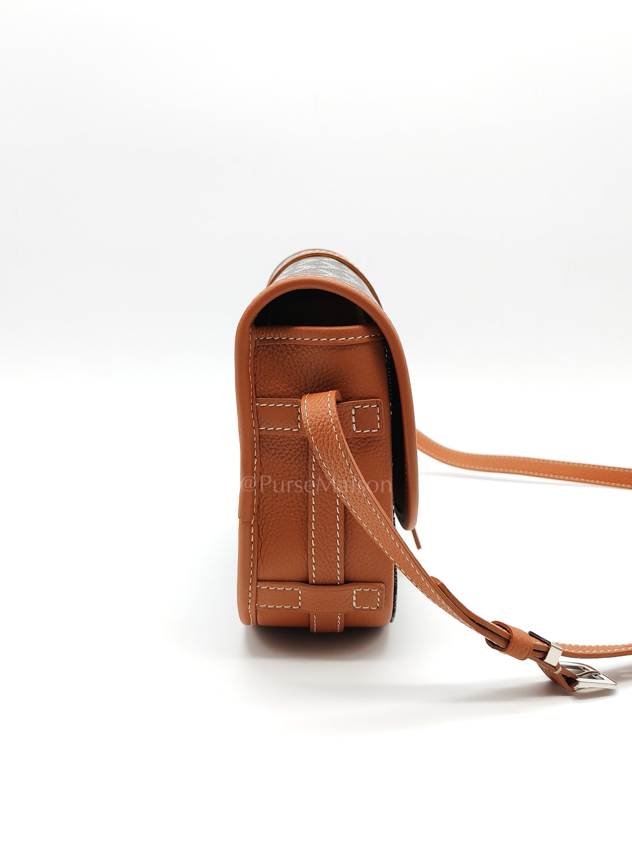 Belvedere PM Crossbody Bag in Tan Goyardine Canvas & Silver Hardware | Purse Maison Luxury Bags Shop
