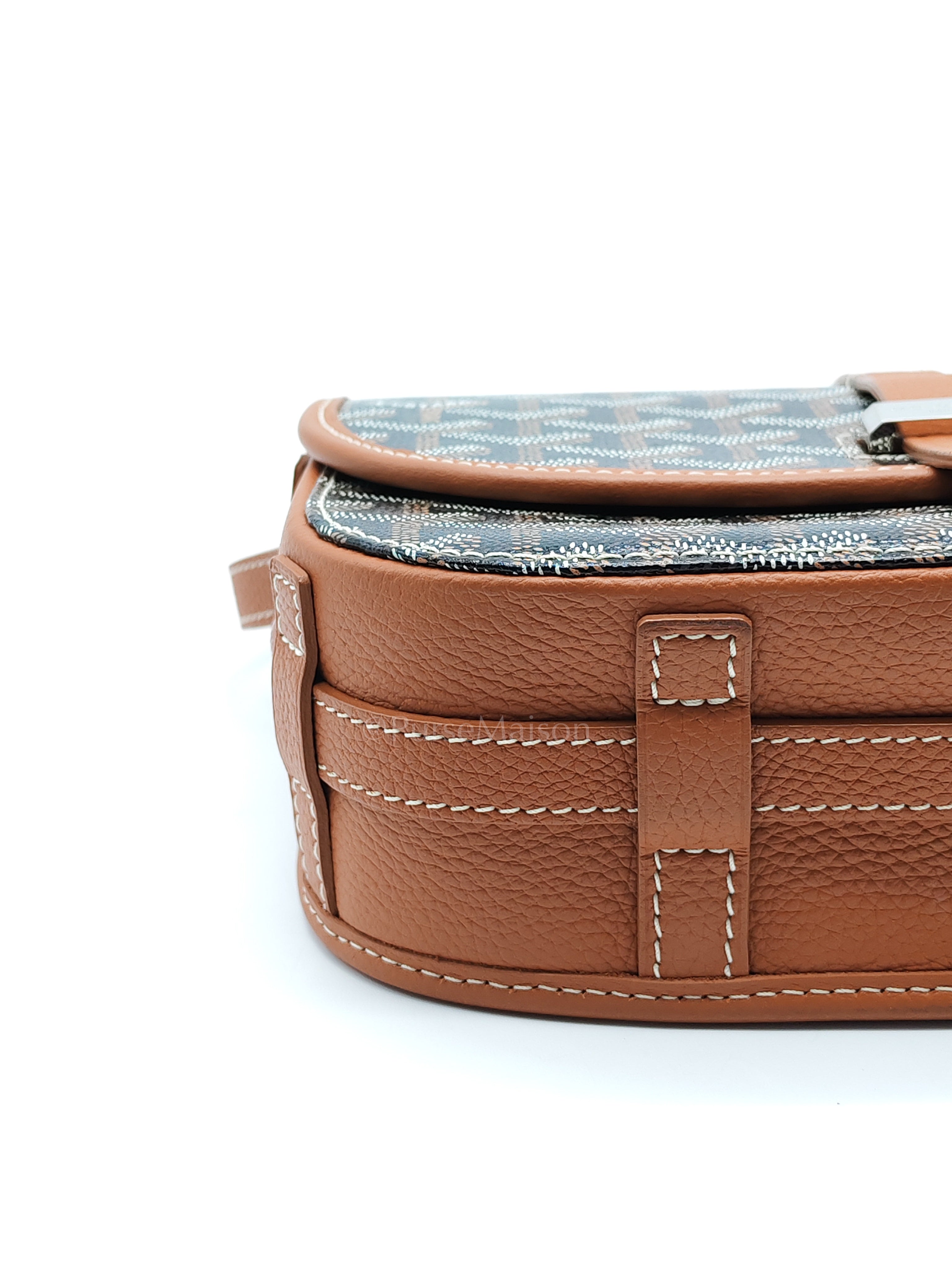 Belvedere PM Crossbody Bag in Tan Goyardine Canvas & Silver Hardware | Purse Maison Luxury Bags Shop