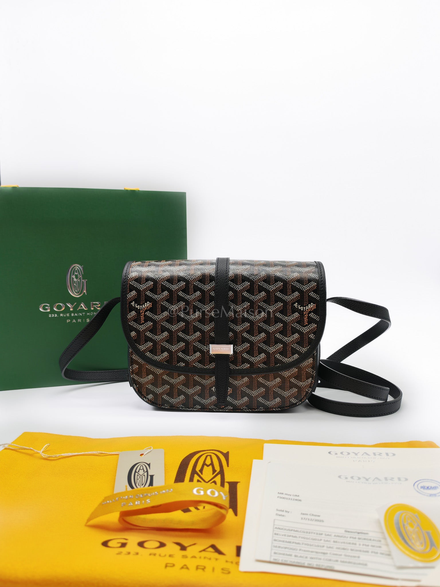 Belvedere PM in Black Goyardine Canvas Crossbody Bag | Purse Maison Luxury Bags Shop