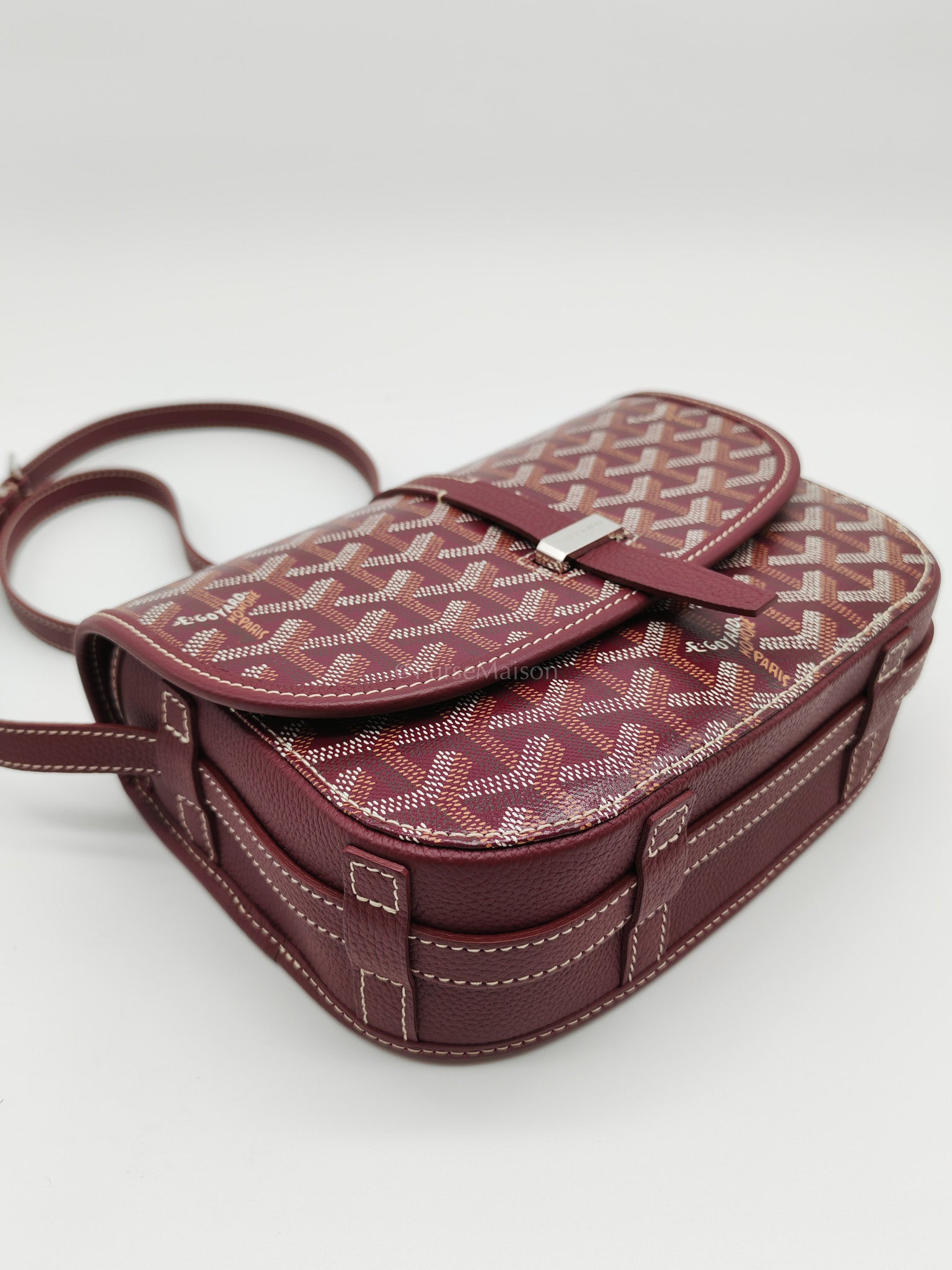 Belvedere PM in Burgundy Goyardine Canvas | Purse Maison Luxury Bags Shop