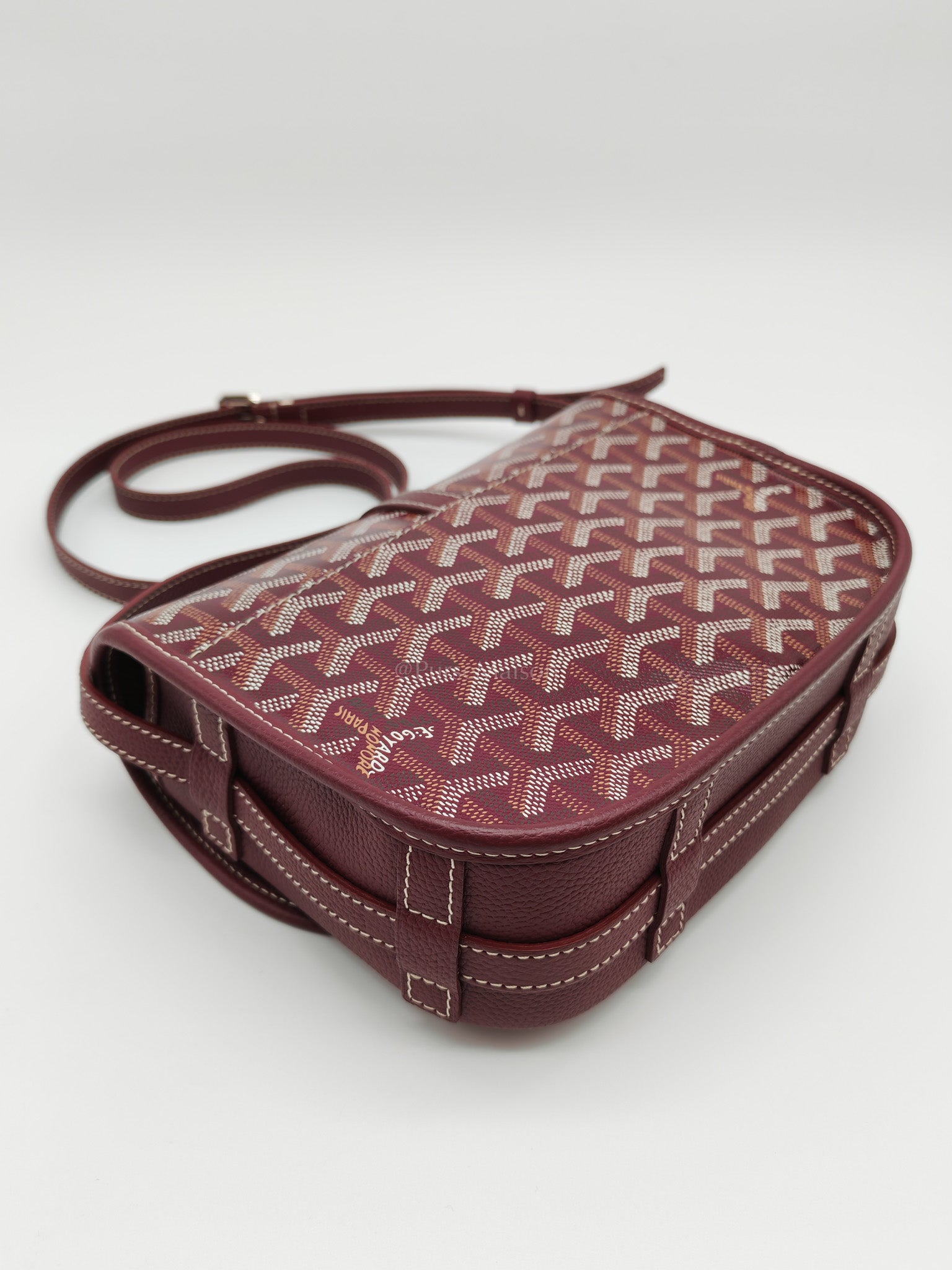Belvedere PM in Burgundy Goyardine Canvas | Purse Maison Luxury Bags Shop
