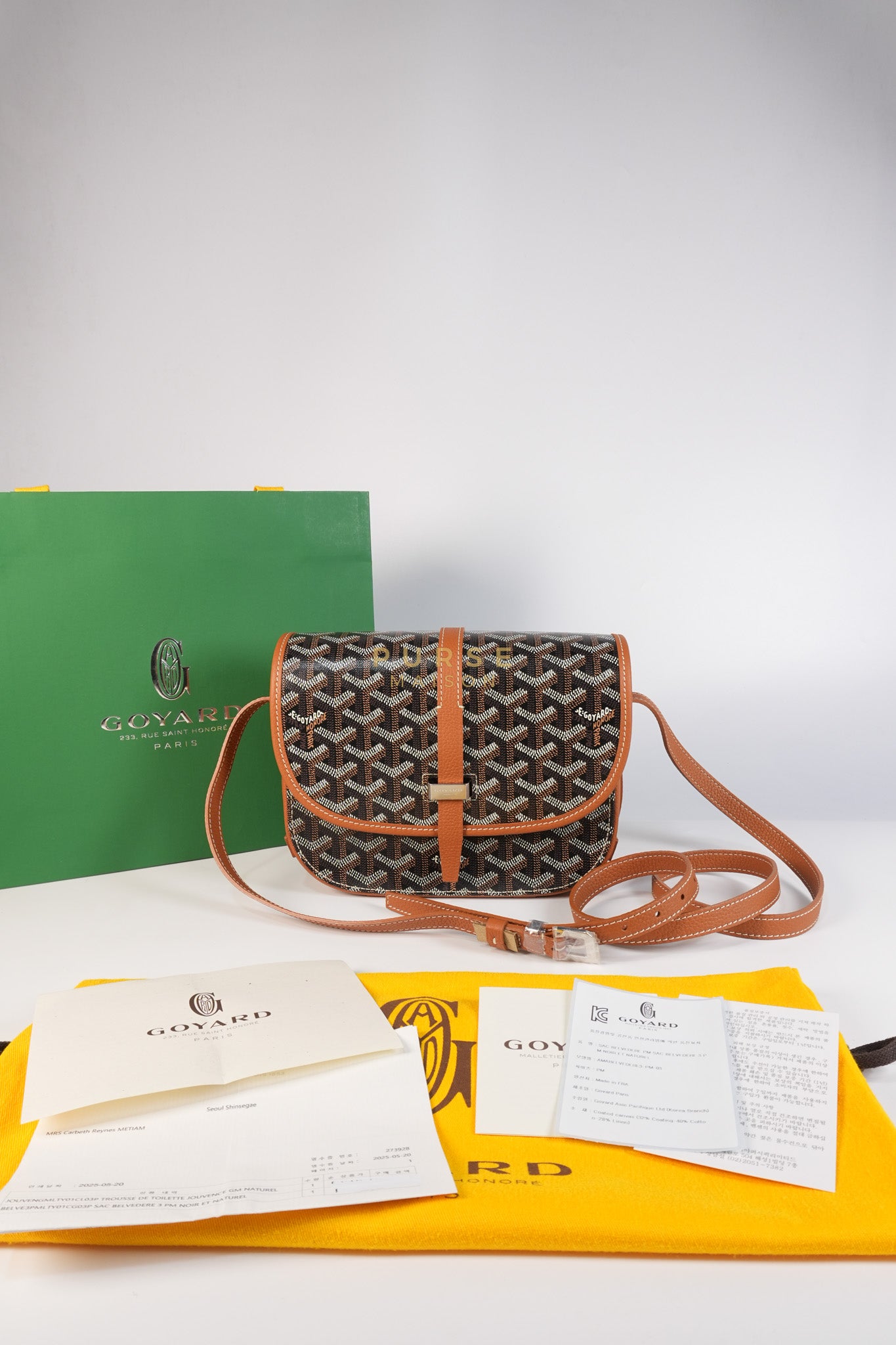 Belvedere PM Noir Et Naturel/Tan Goyardine Canvas | Purse Maison Luxury Bags Shop