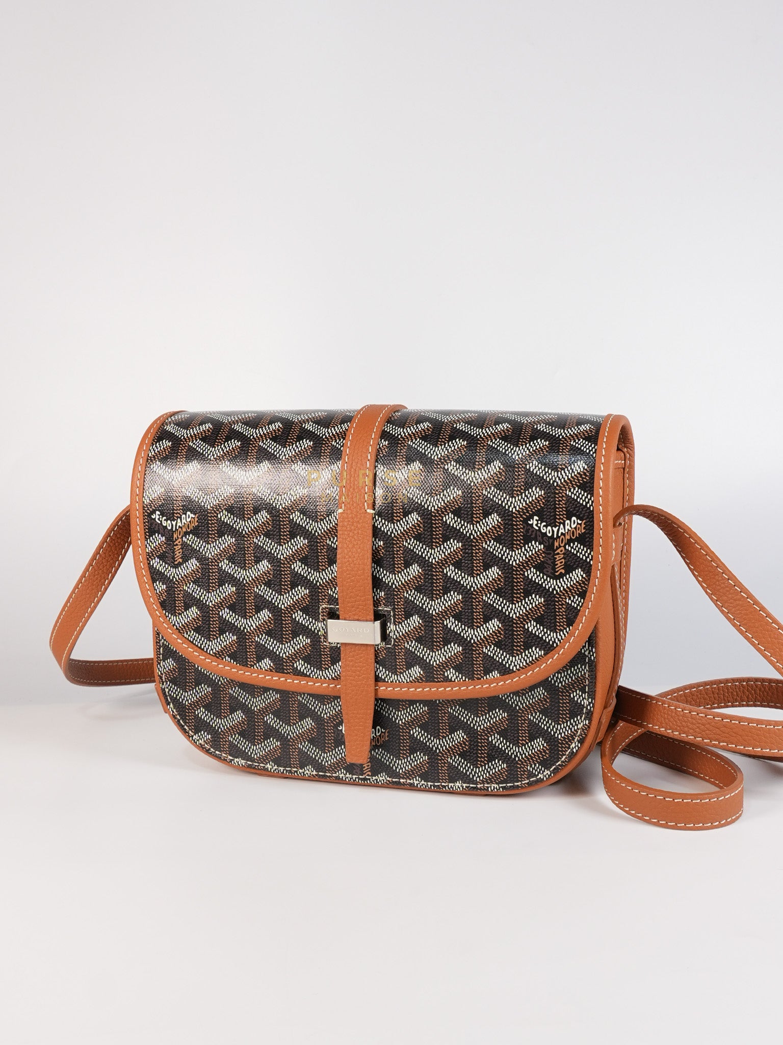 Belvedere PM Noir Et Naturel/Tan Goyardine Canvas | Purse Maison Luxury Bags Shop