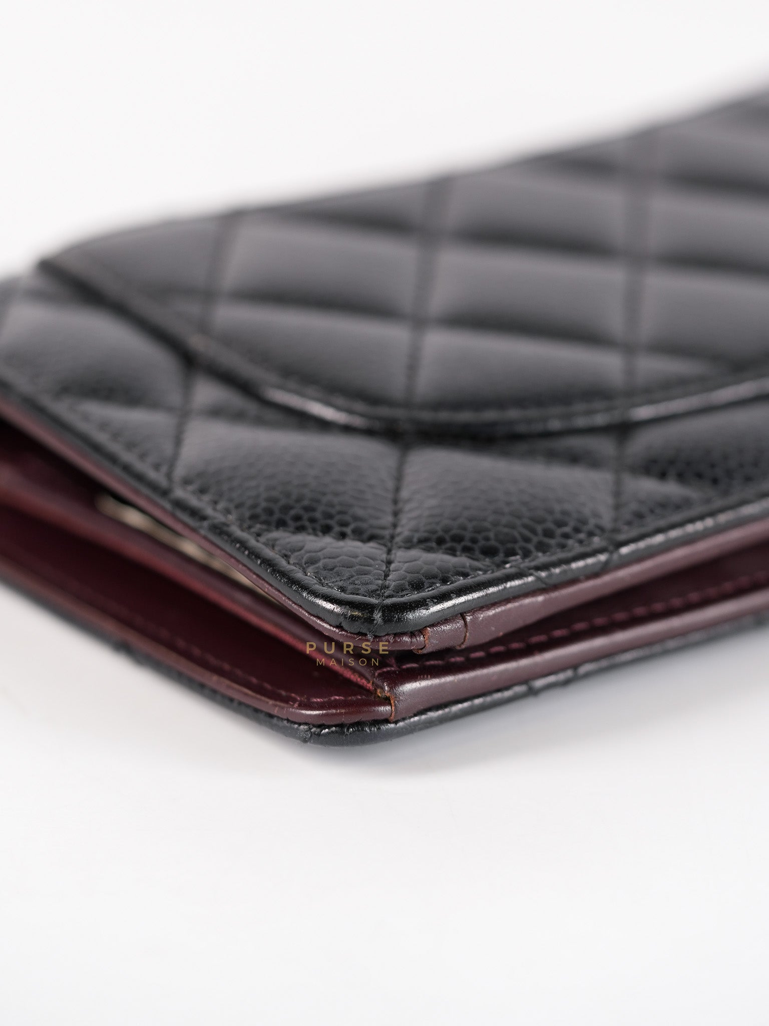 Bi-Fold Long Wallet in Black Quilted Caviar Leather Series 22 | Purse Maison Luxury Bags Shop