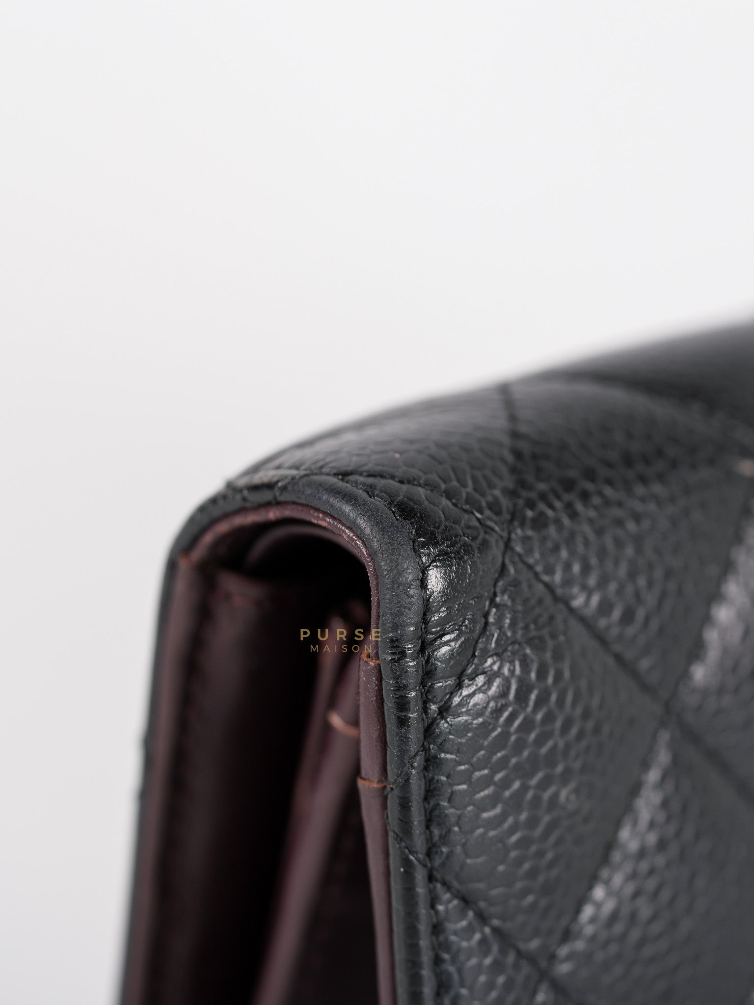 Bi-Fold Long Wallet in Black Quilted Caviar Leather Series 22 | Purse Maison Luxury Bags Shop