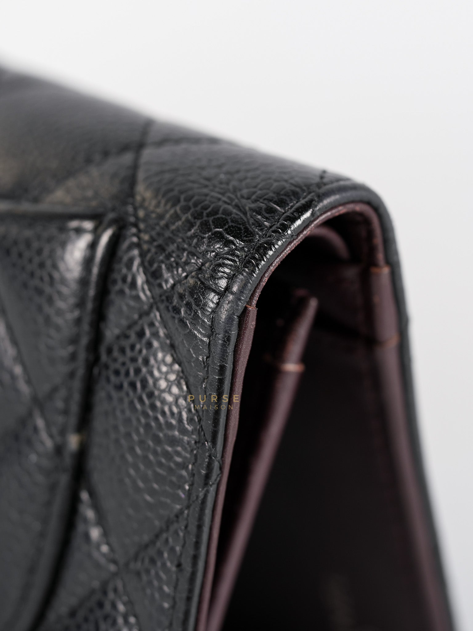 Bi-Fold Long Wallet in Black Quilted Caviar Leather Series 22 | Purse Maison Luxury Bags Shop
