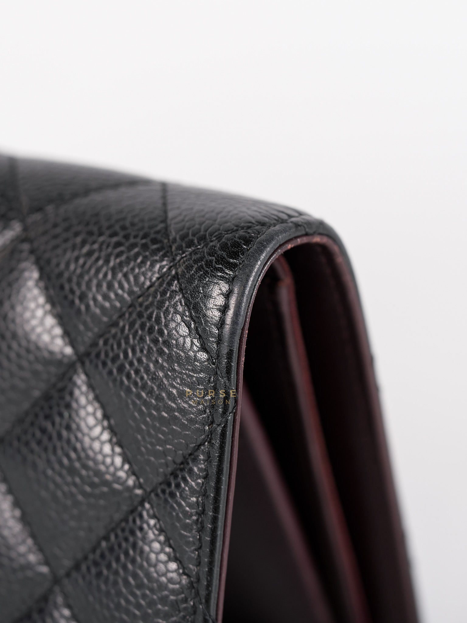 Bi-Fold Long Wallet in Black Quilted Caviar Leather Series 22 | Purse Maison Luxury Bags Shop