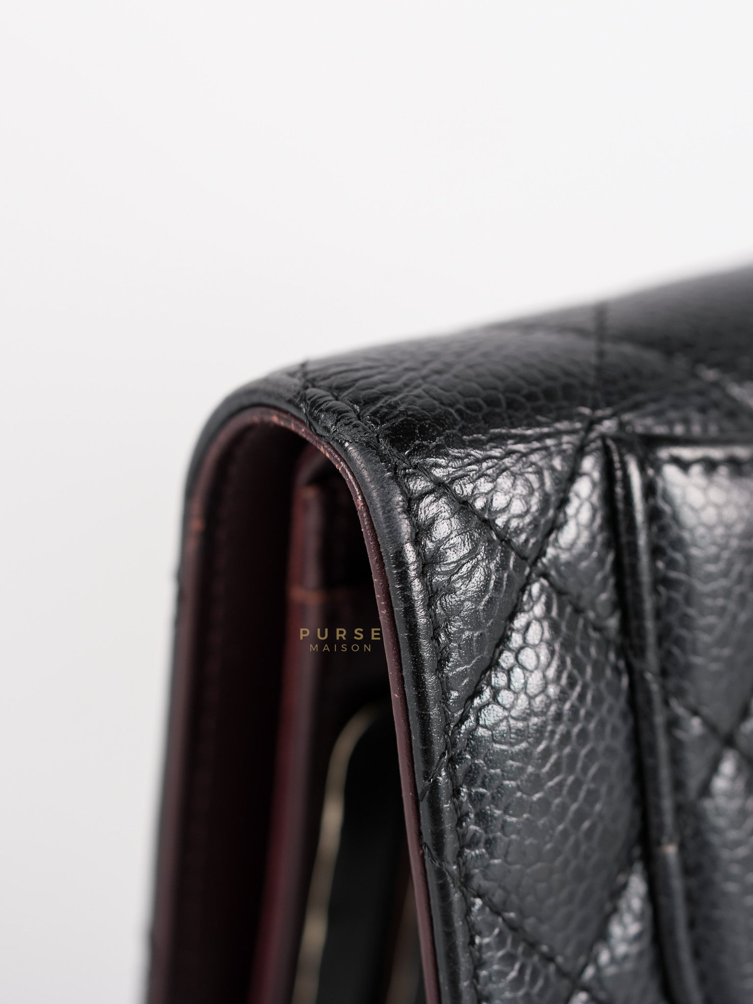 Bi-Fold Long Wallet in Black Quilted Caviar Leather Series 22 | Purse Maison Luxury Bags Shop