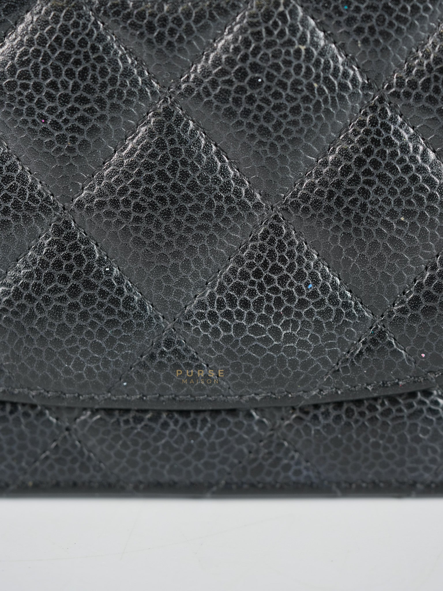 Bi-Fold Long Wallet in Black Quilted Caviar Leather Series 22 | Purse Maison Luxury Bags Shop