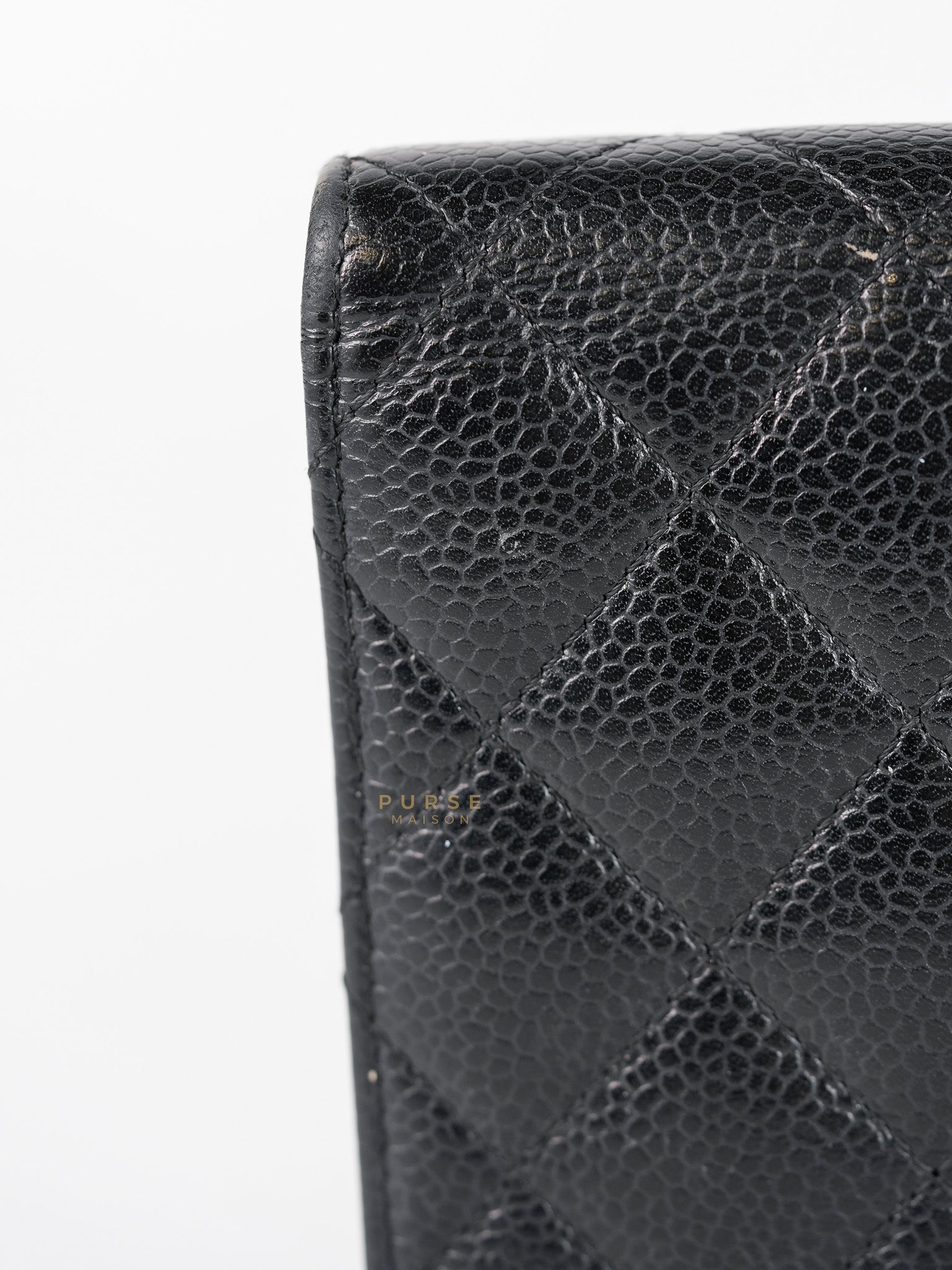 Bi-Fold Long Wallet in Black Quilted Caviar Leather Series 22 | Purse Maison Luxury Bags Shop