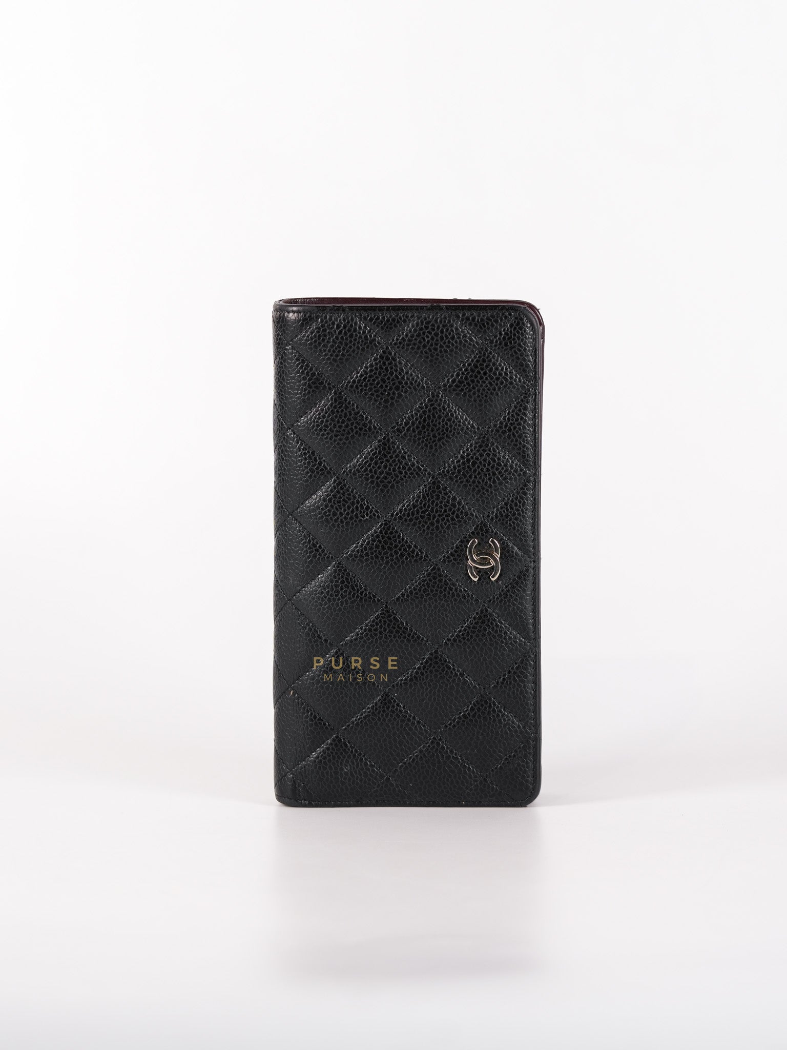 Bi-Fold Long Wallet in Black Quilted Caviar Leather Series 22 | Purse Maison Luxury Bags Shop