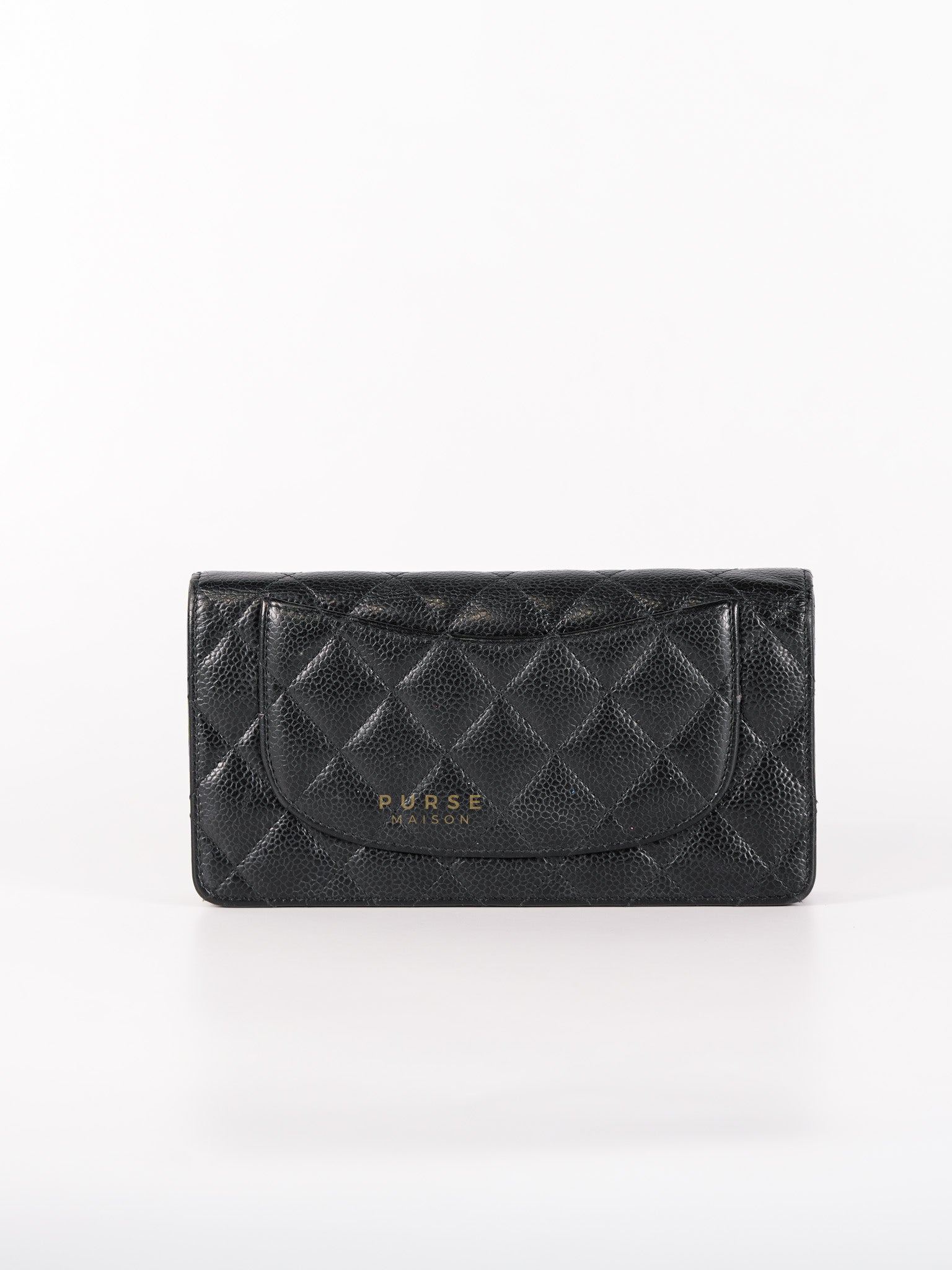 Bi-Fold Long Wallet in Black Quilted Caviar Leather Series 22 | Purse Maison Luxury Bags Shop