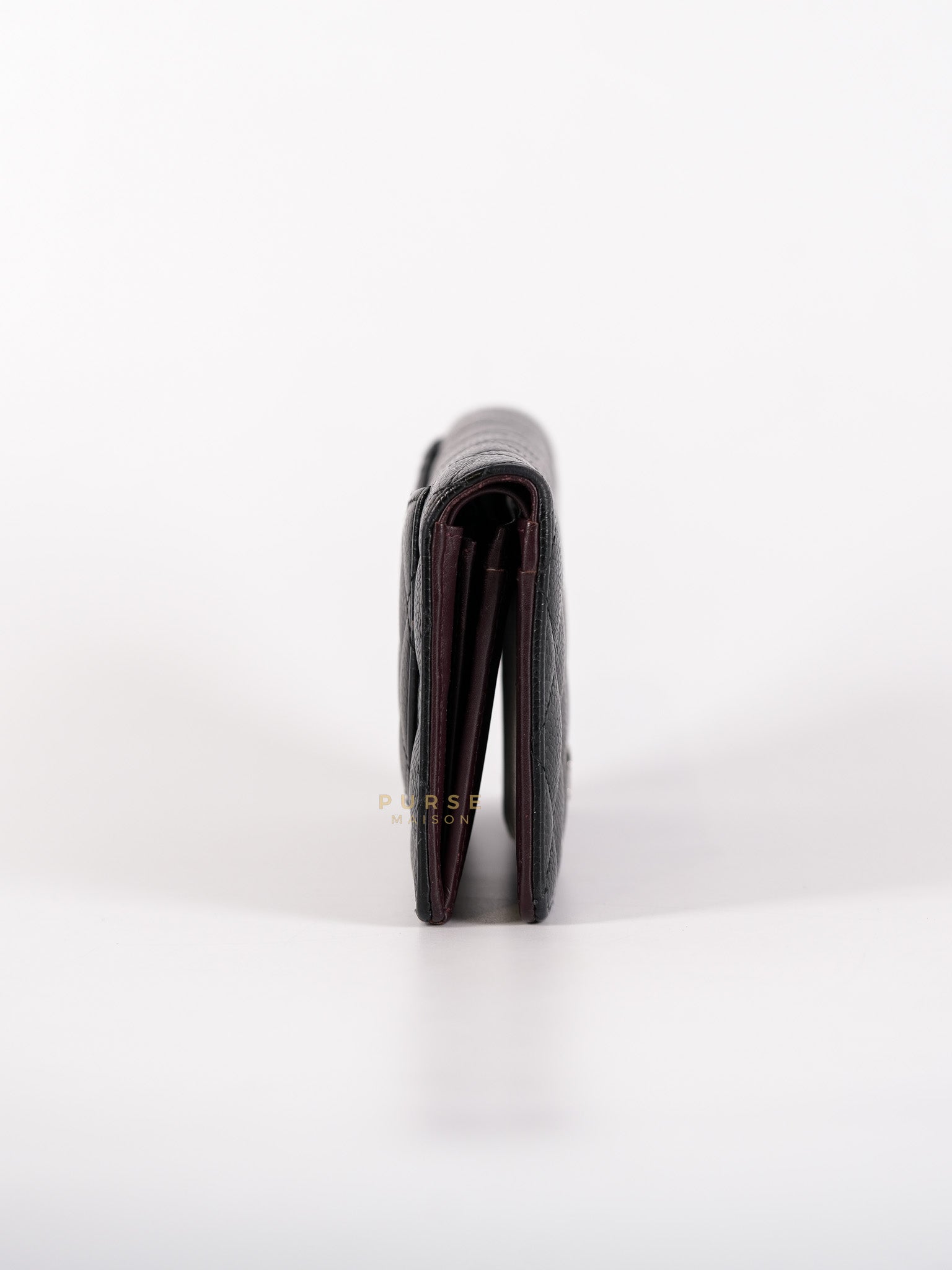 Bi-Fold Long Wallet in Black Quilted Caviar Leather Series 22 | Purse Maison Luxury Bags Shop