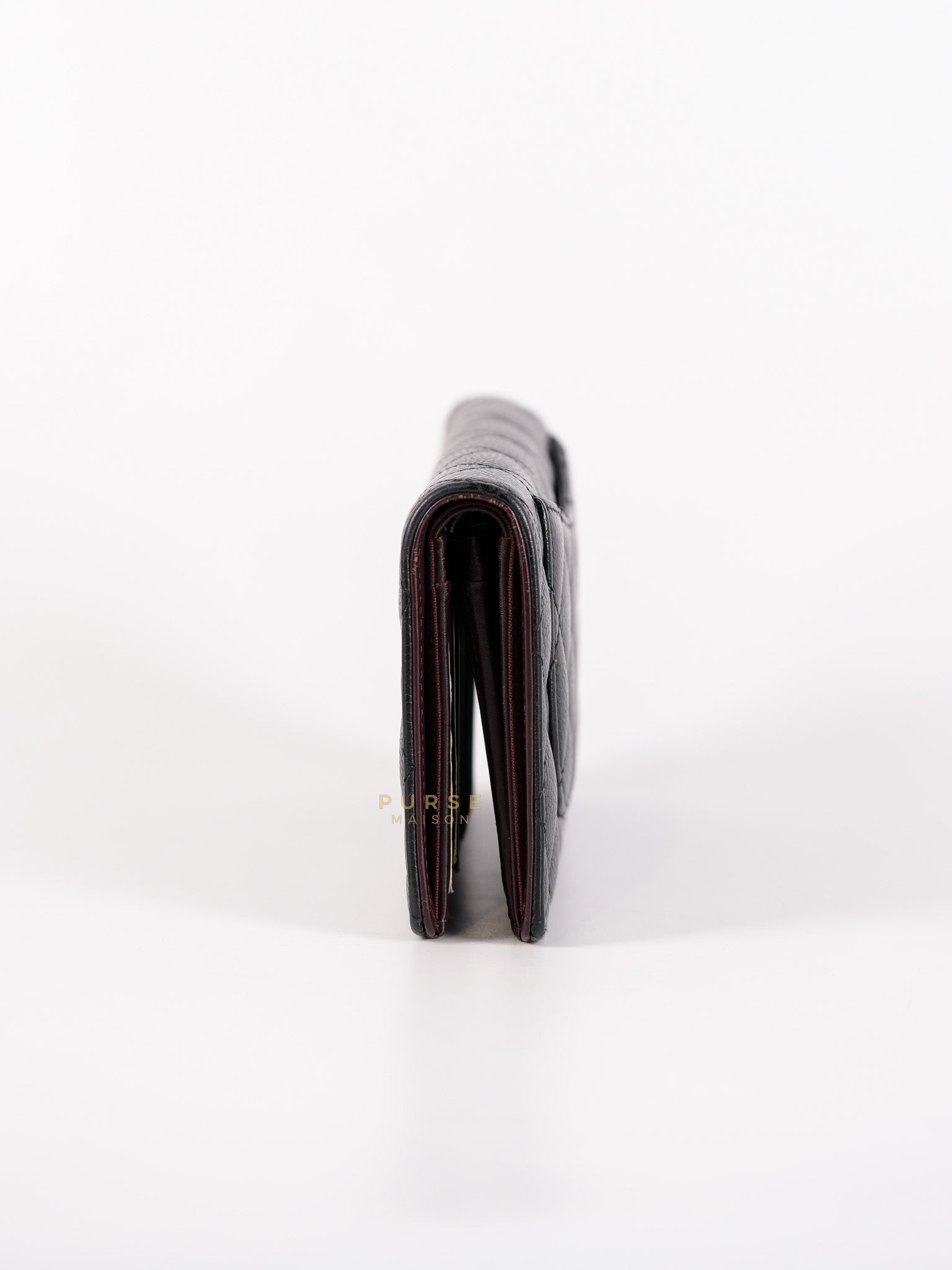 Bi-Fold Long Wallet in Black Quilted Caviar Leather Series 22 | Purse Maison Luxury Bags Shop