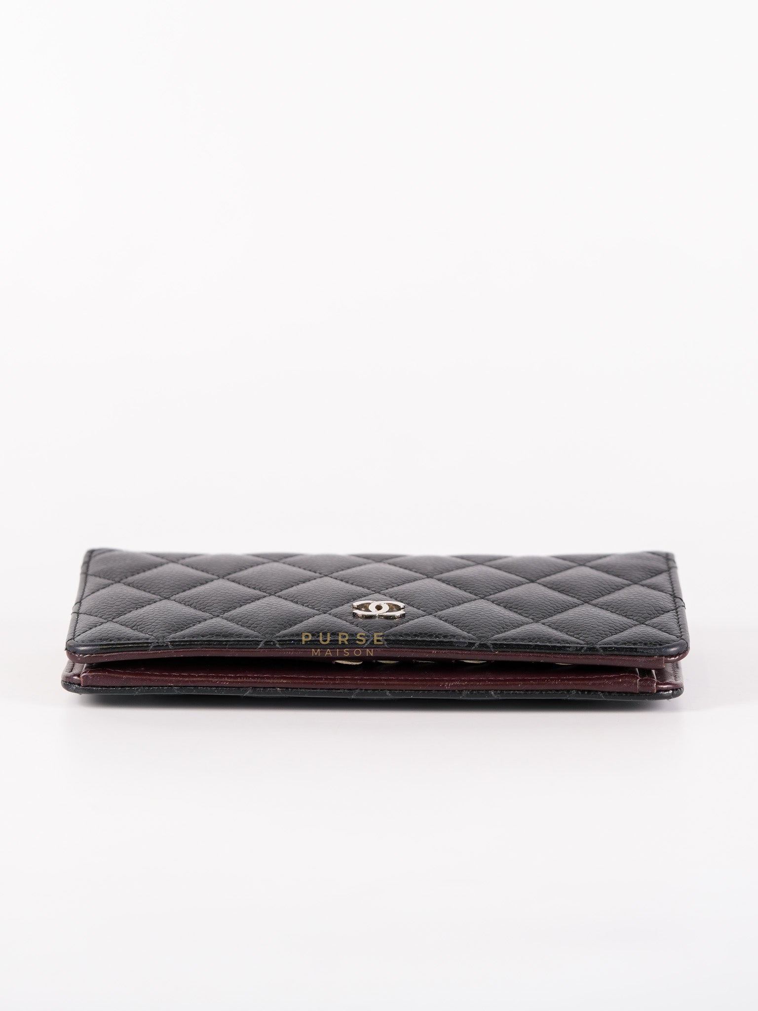 Bi-Fold Long Wallet in Black Quilted Caviar Leather Series 22 | Purse Maison Luxury Bags Shop