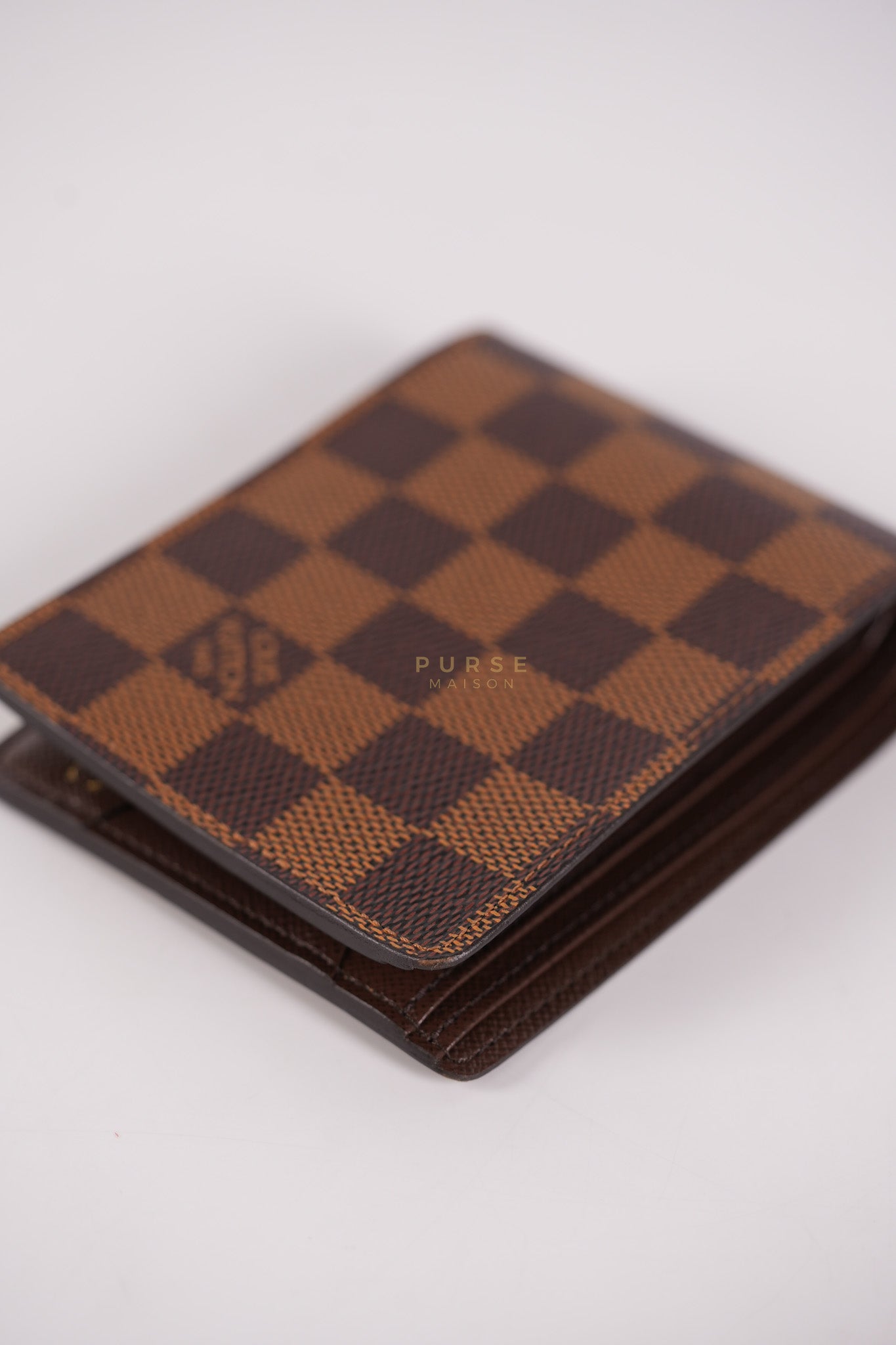 Bi-fold Wallet Damier Ebene with CSC Initials | Purse Maison Luxury Bags Shop