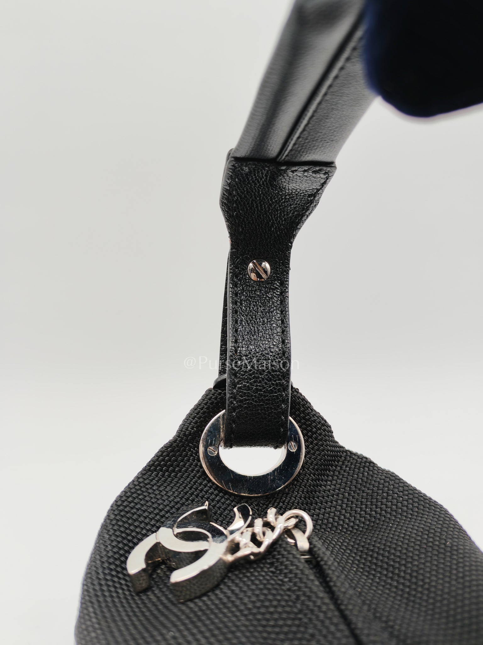 Biarritz Coated Canvas Shoulder Bag in Silver Hardware Series 11 | Purse Maison Luxury Bags Shop