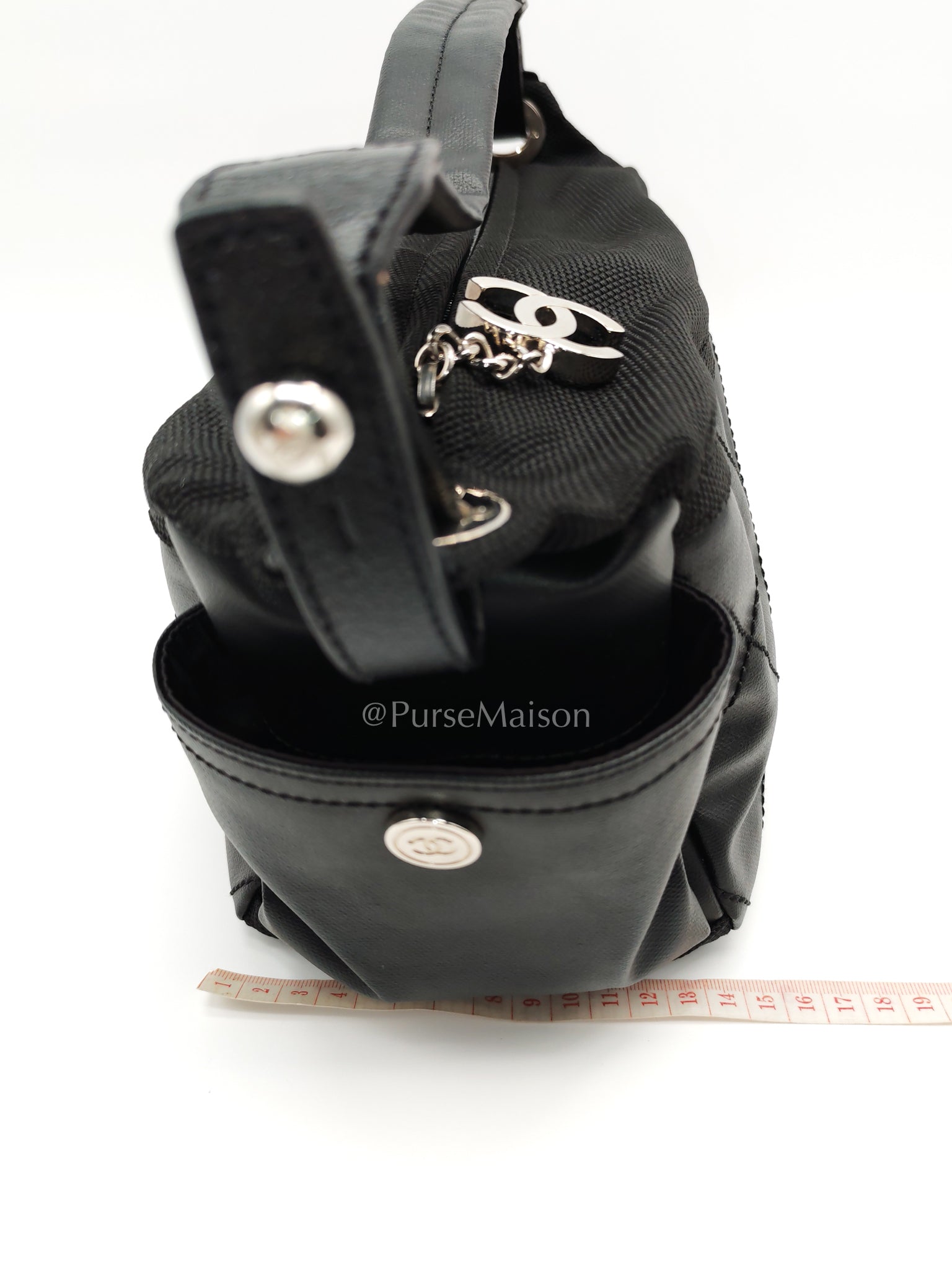 Biarritz Coated Canvas Shoulder Bag in Silver Hardware Series 11 | Purse Maison Luxury Bags Shop