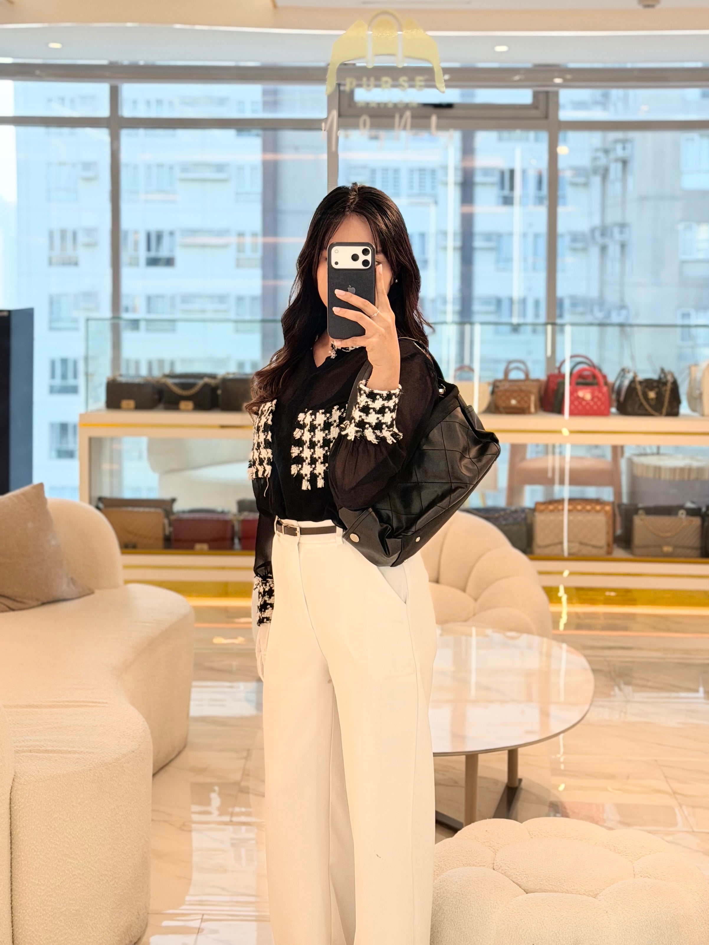 Biarritz Coated Canvas Shoulder Bag in Silver Hardware Series 11 | Purse Maison Luxury Bags Shop