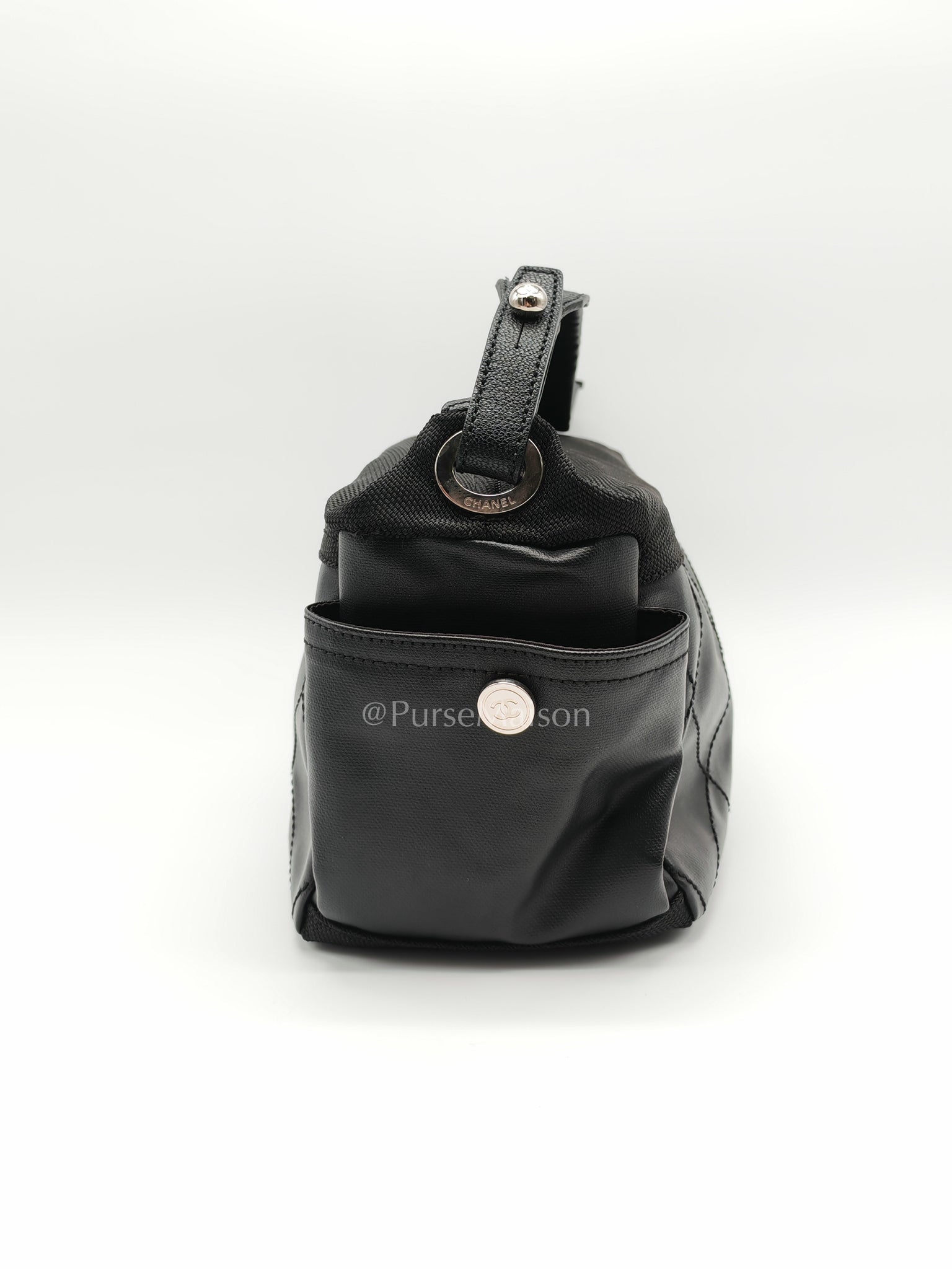 Biarritz Coated Canvas Shoulder Bag in Silver Hardware Series 11 | Purse Maison Luxury Bags Shop