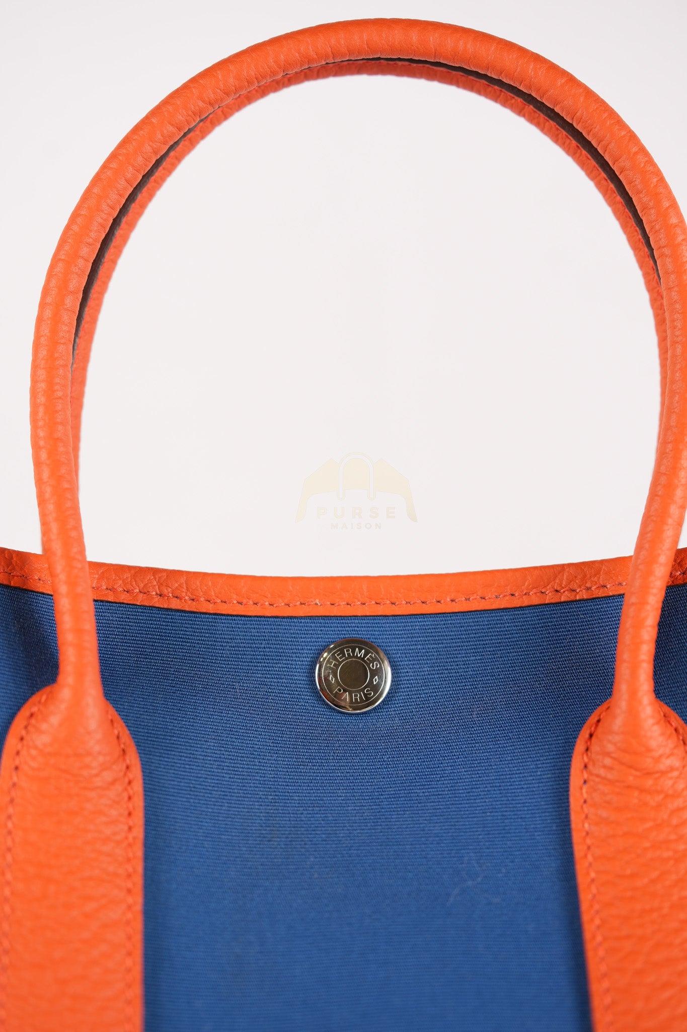 Bicolor Garden Party Tote Bag (GPT) 30 in Orange & Blue Canvas Palladium Hardware Stamp X(2016) | Purse Maison Luxury Bags Shop