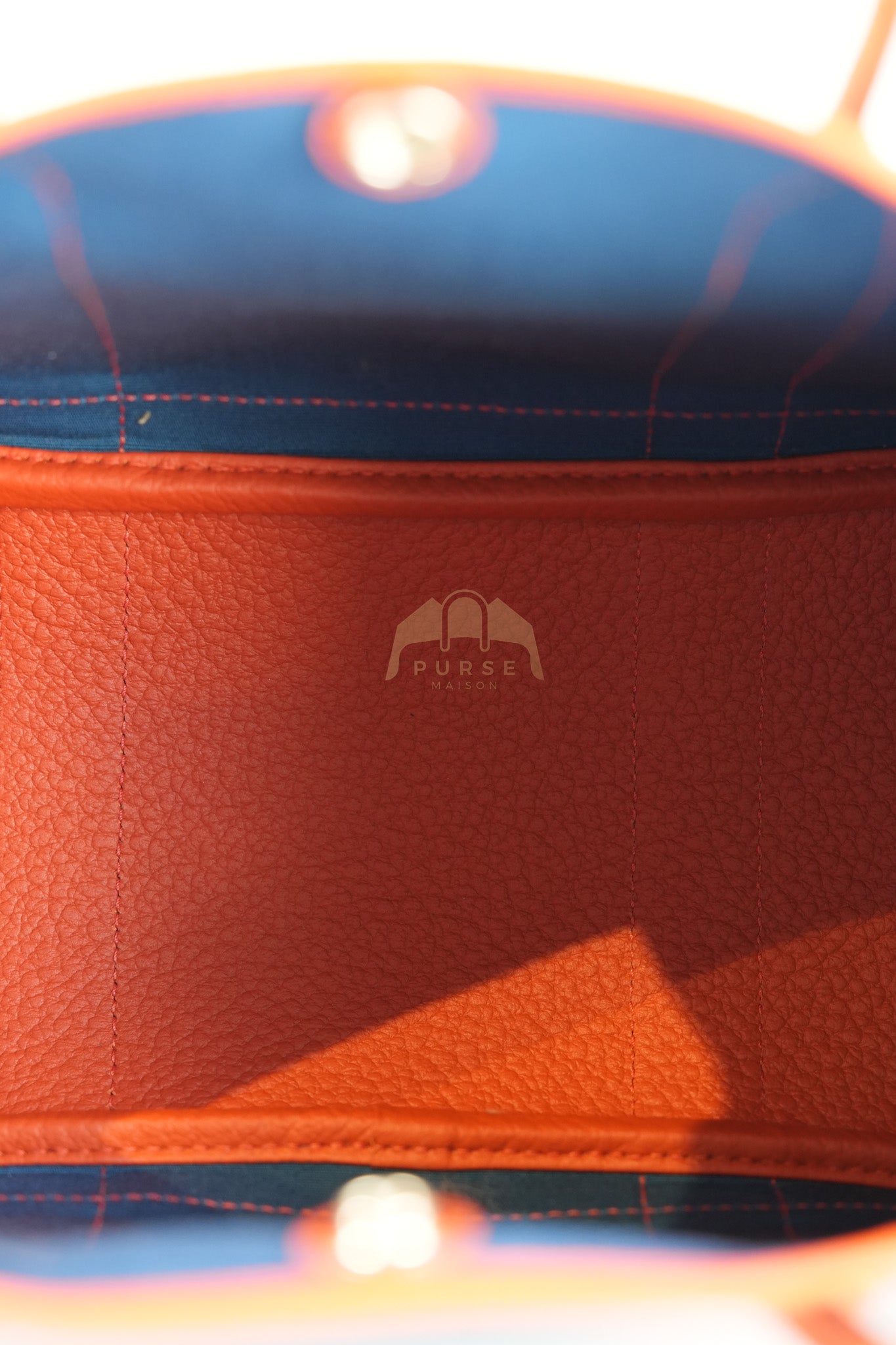 Bicolor Garden Party Tote Bag (GPT) 30 in Orange & Blue Canvas Palladium Hardware Stamp X(2016) | Purse Maison Luxury Bags Shop