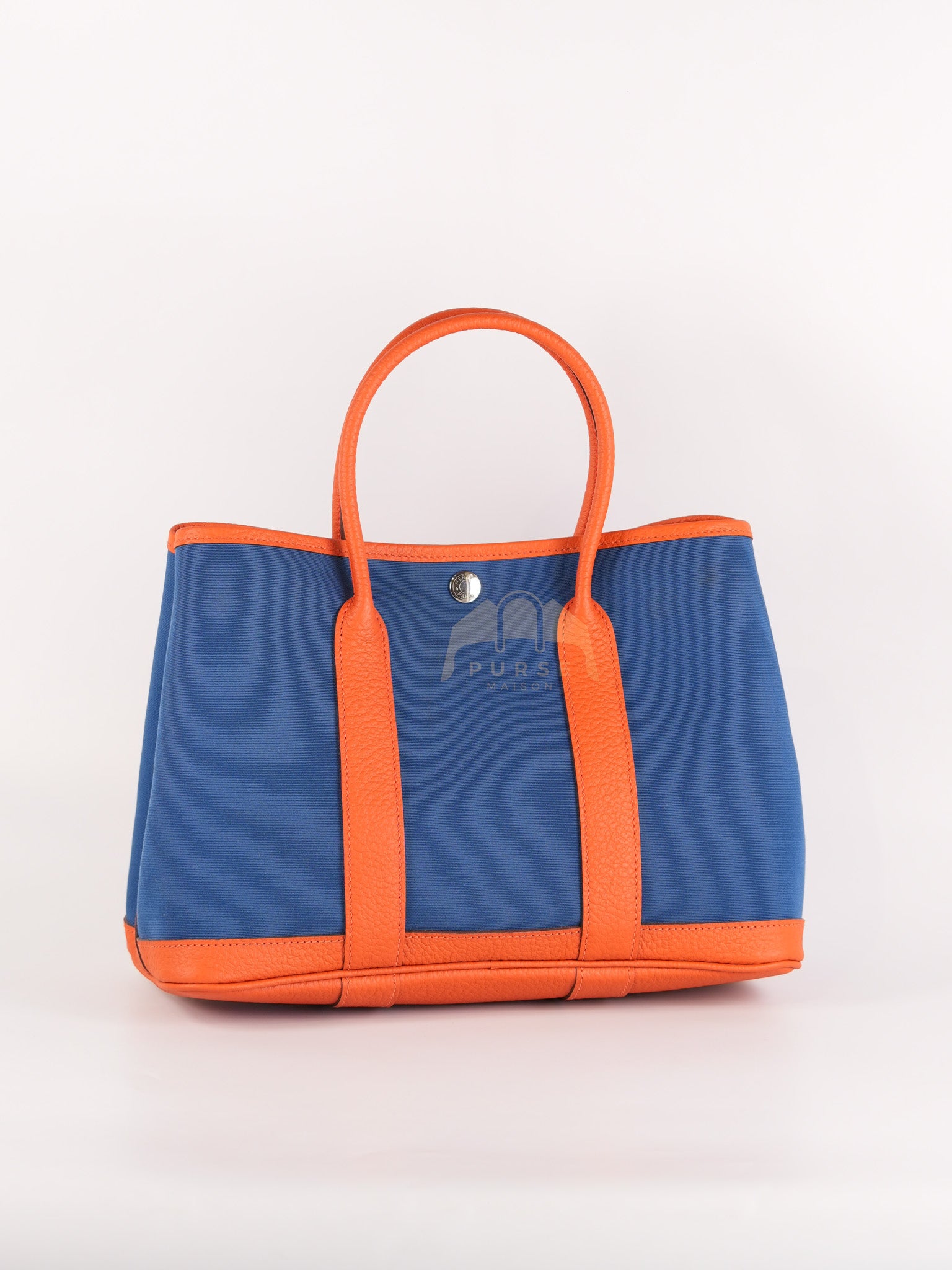 Bicolor Garden Party Tote Bag (GPT) 30 in Orange & Blue Canvas Palladium Hardware Stamp X(2016) | Purse Maison Luxury Bags Shop